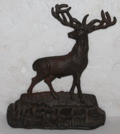Early 20th Century Iron Buck Door Stop
