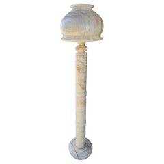 Early 20thC Large Domed & Carved Alabaster Floor Lamp