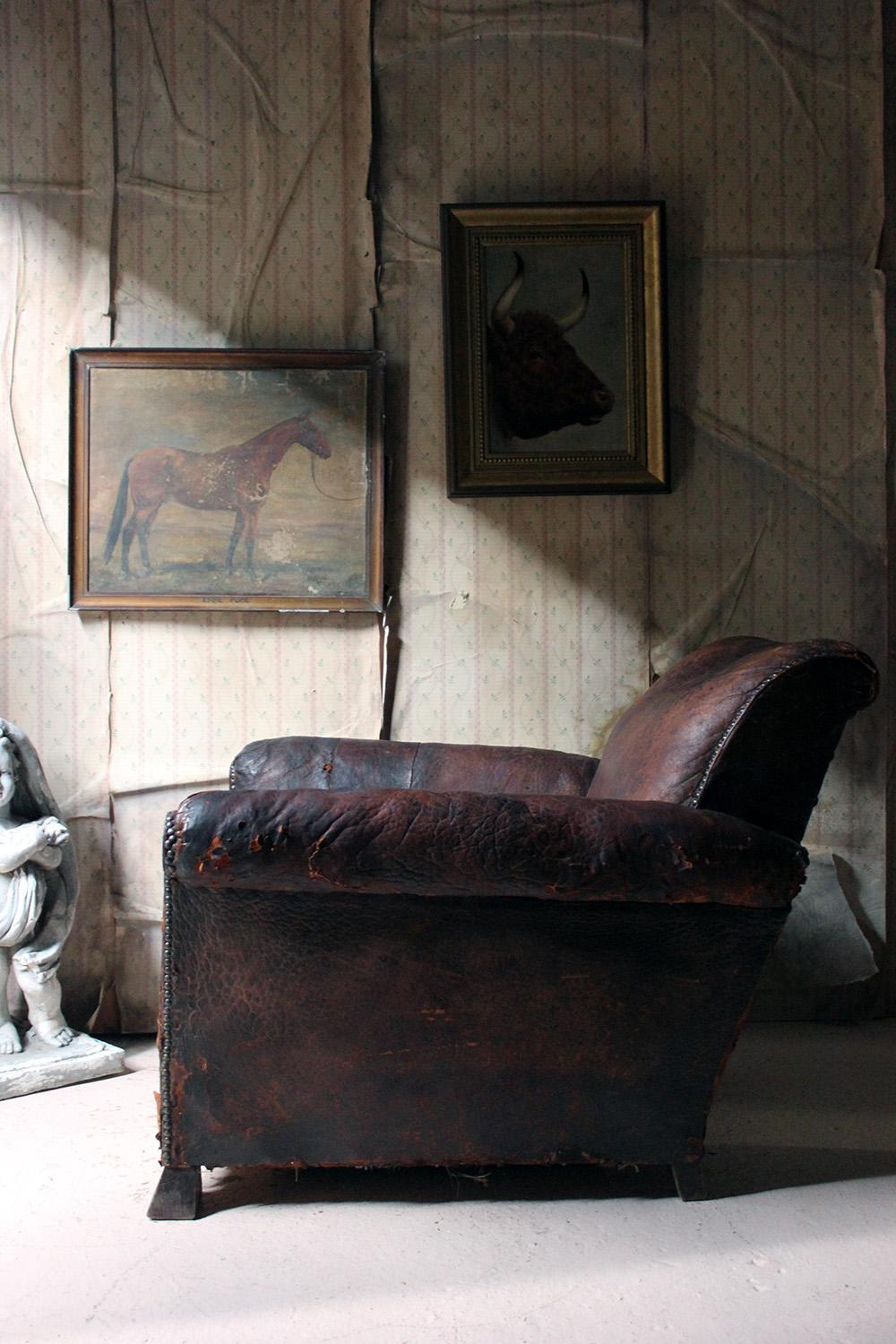 Early 20th Century Leather Club Armchair, circa 1925-1935 6