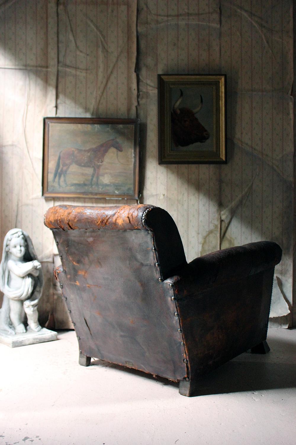 Early 20th Century Leather Club Armchair, circa 1925-1935 9