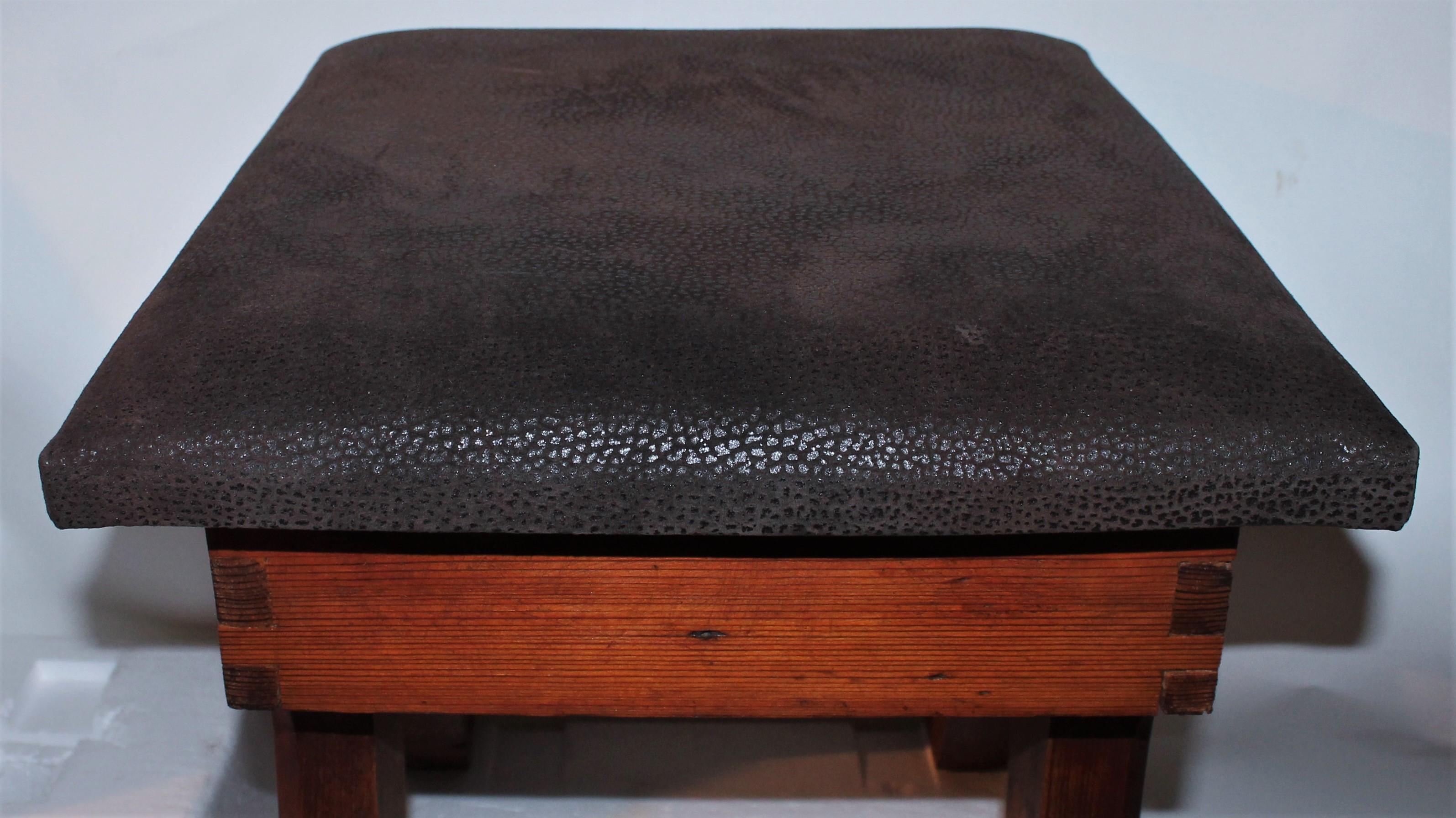 Hand-Crafted Early 20th Century Leather Covered Stool For Sale