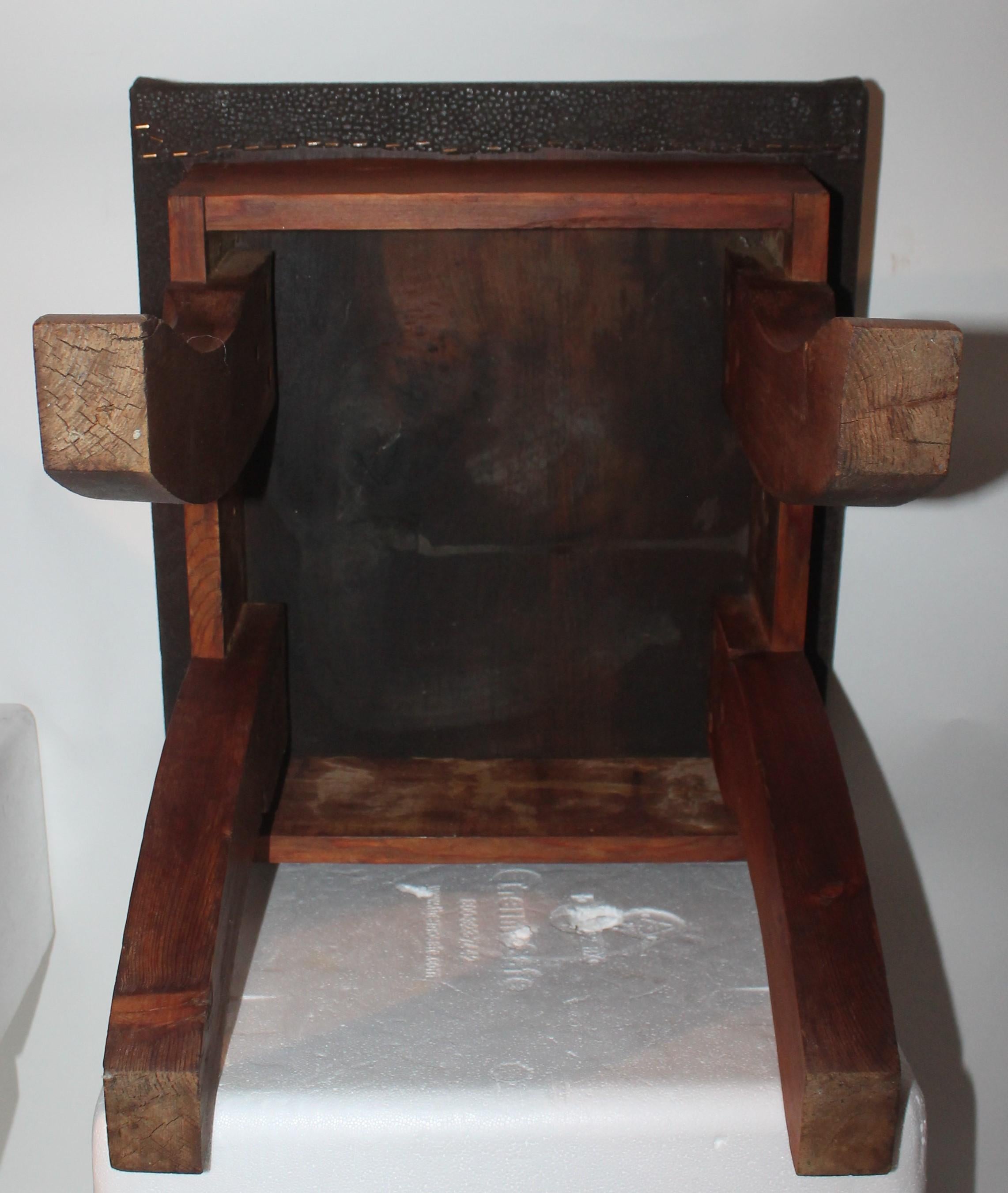 Wood Early 20th Century Leather Covered Stool For Sale