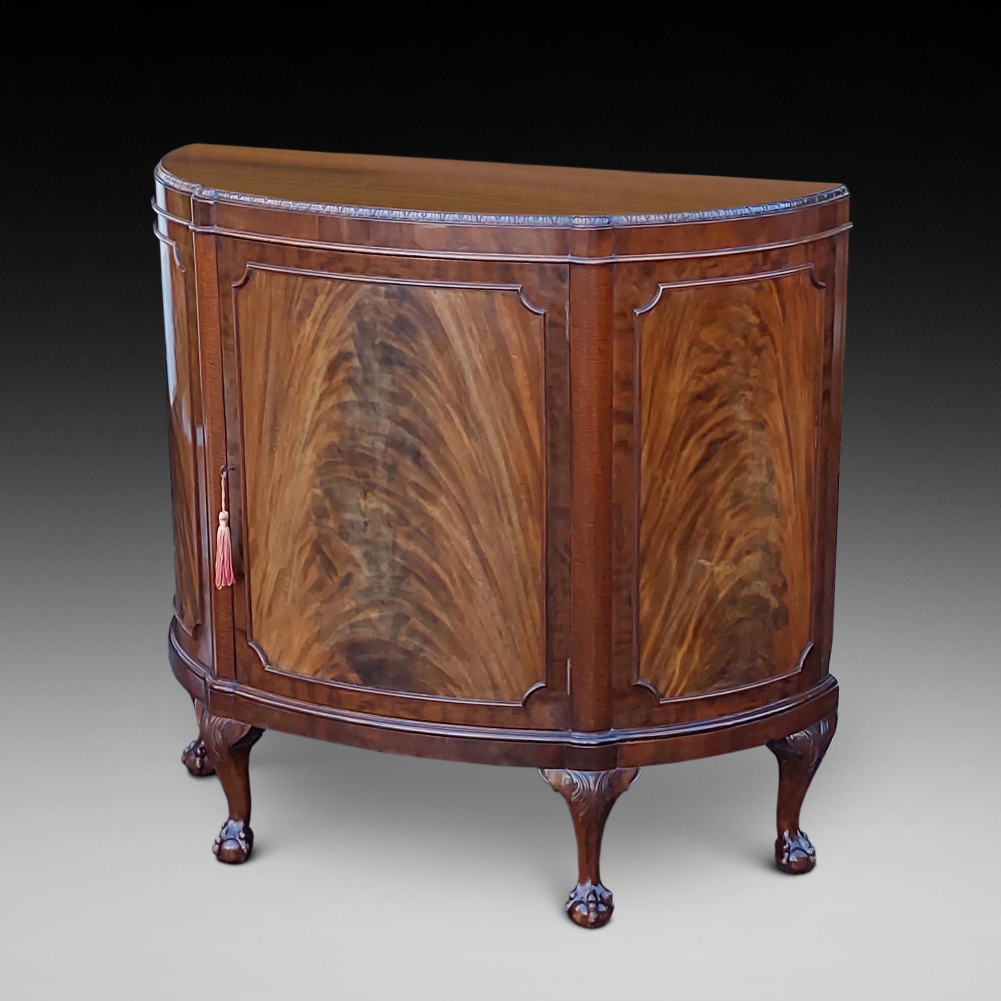 Early 20thC Mahogany Bowfront Sideboard- by Goodalls, Manchester, leafy border, cabriole legs, ball and claw feet - 39