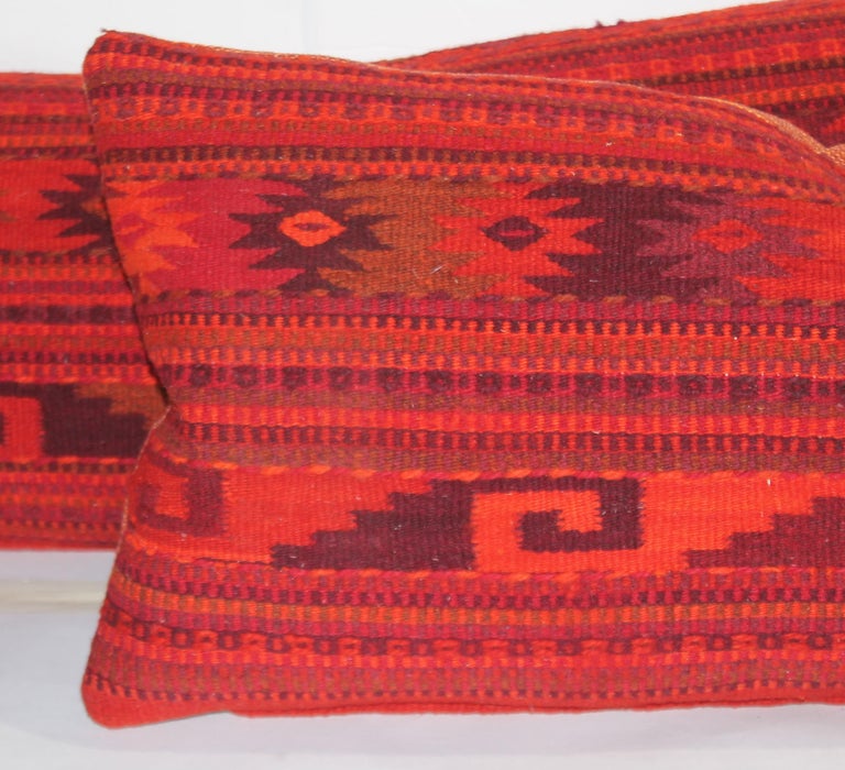Hand-Crafted Early 20th C Mexican / American Indian Weaving Bolster Pillows / Pair  For Sale
