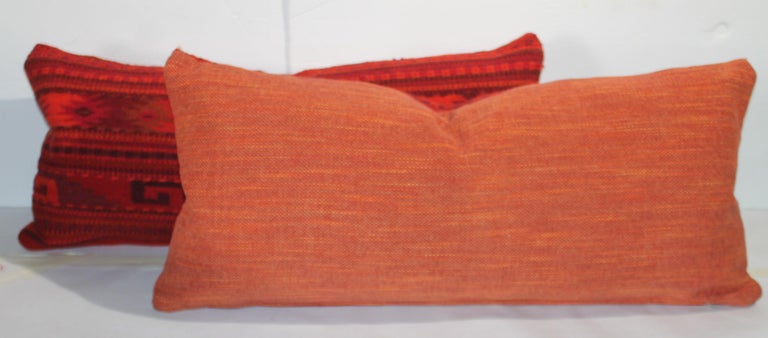 Wool Early 20th C Mexican / American Indian Weaving Bolster Pillows / Pair  For Sale