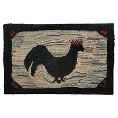 Early 20Th C American Hand Hooked Mounted Rooster Rug