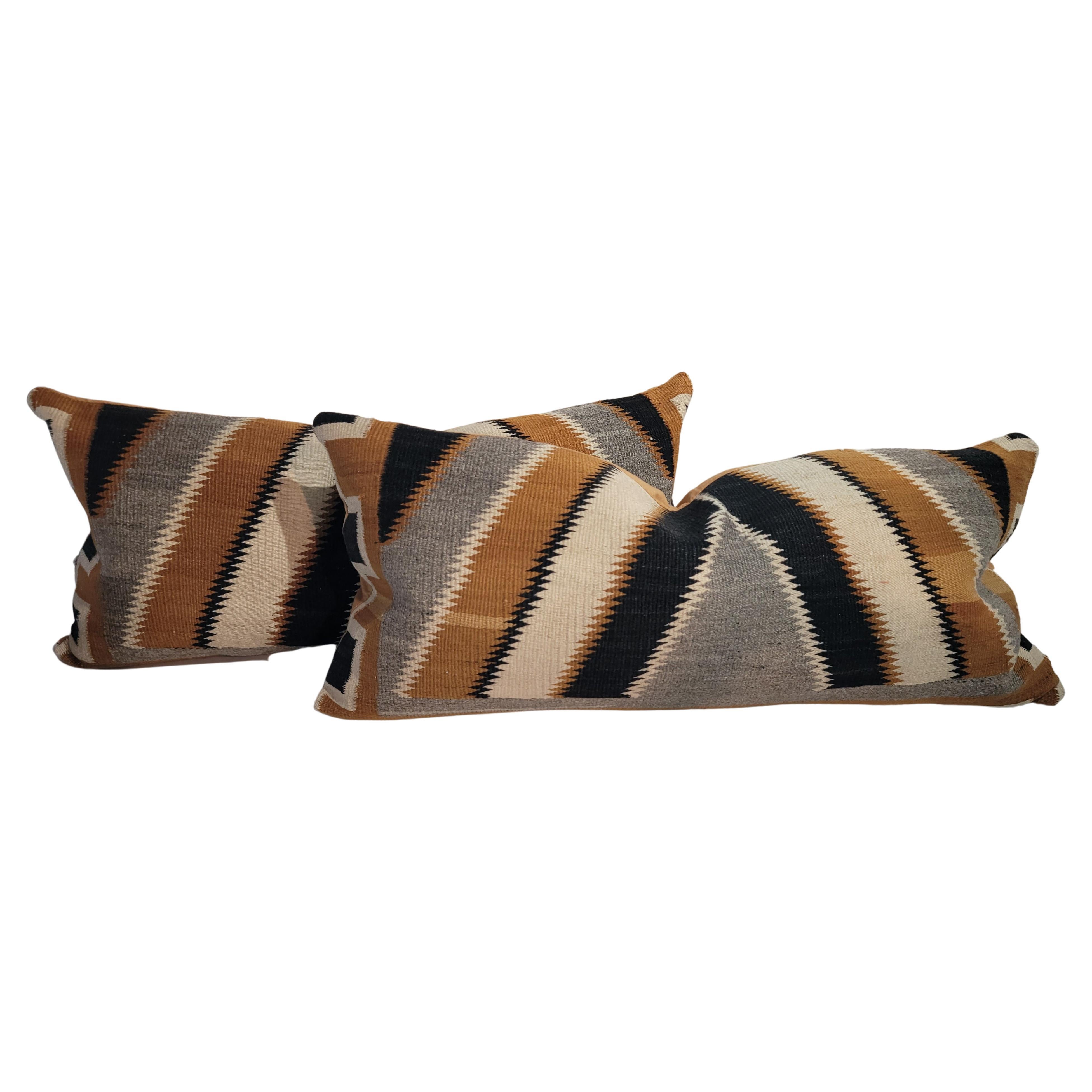 Early 20thc Navajo Indian Weaving Bolster Pillows, Pair For Sale