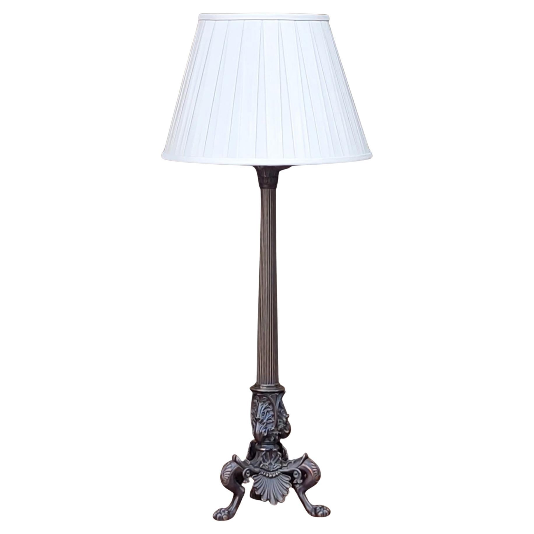 Early 20thC Neoclassical Bronze Lamp For Sale