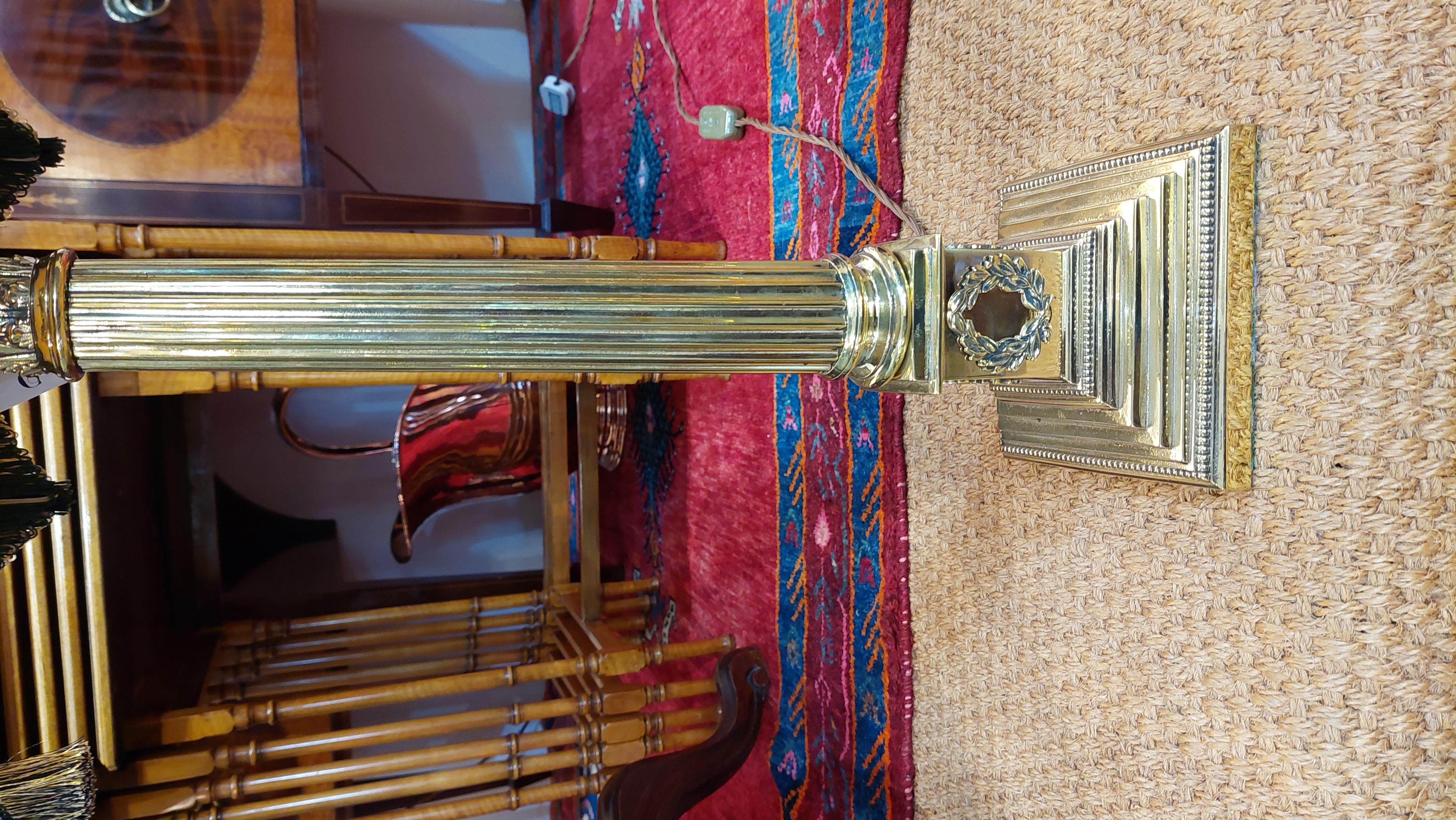 English Early 20thC Neoclassical Design Brass Table Lamp For Sale