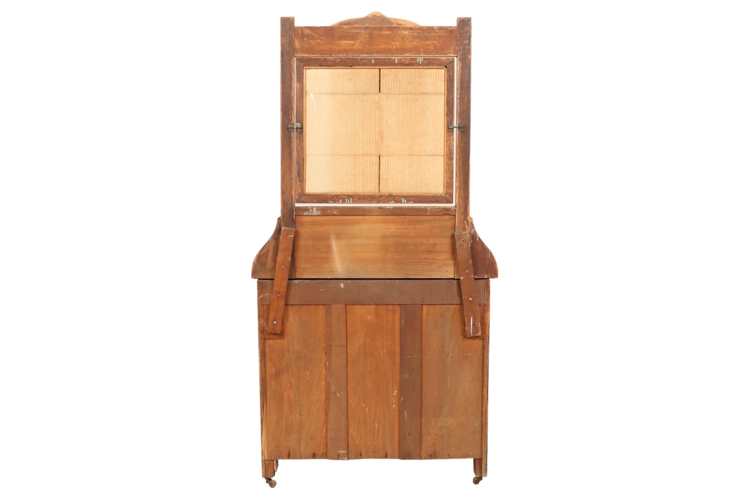 Early 20th C Oak Vanity Dresser 2