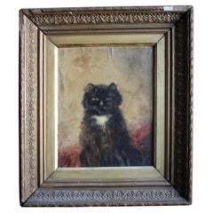 Early 20thC Oil on Canvas Circle of Henriette Ronner-Knip Mischievous Black Cat