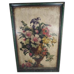 Antique Early 20thC Oil on Panel Flemish Style Painting of a Large Bouquet of Flowers 