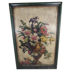 Early 20thC Oil on Panel Flemish Style Painting of a Large Bouquet of Flowers