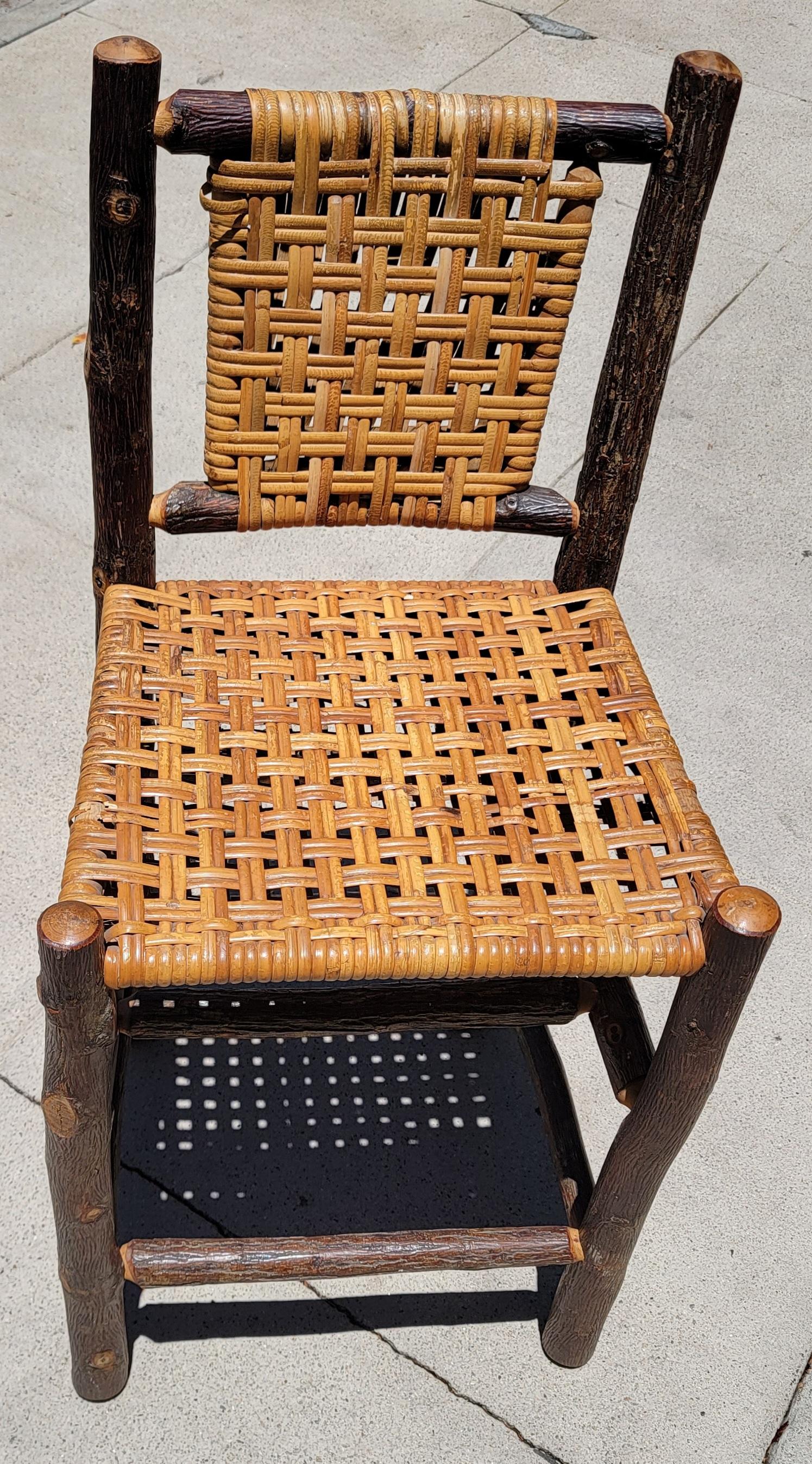 Early 20th C Old Hickory Bar Stools, Pair 3