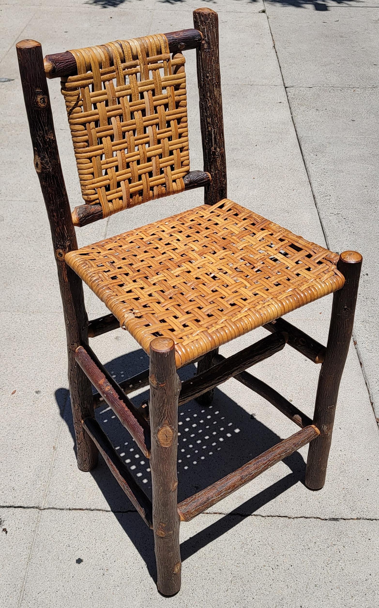 Early 20th C Old Hickory Bar Stools, Pair 4