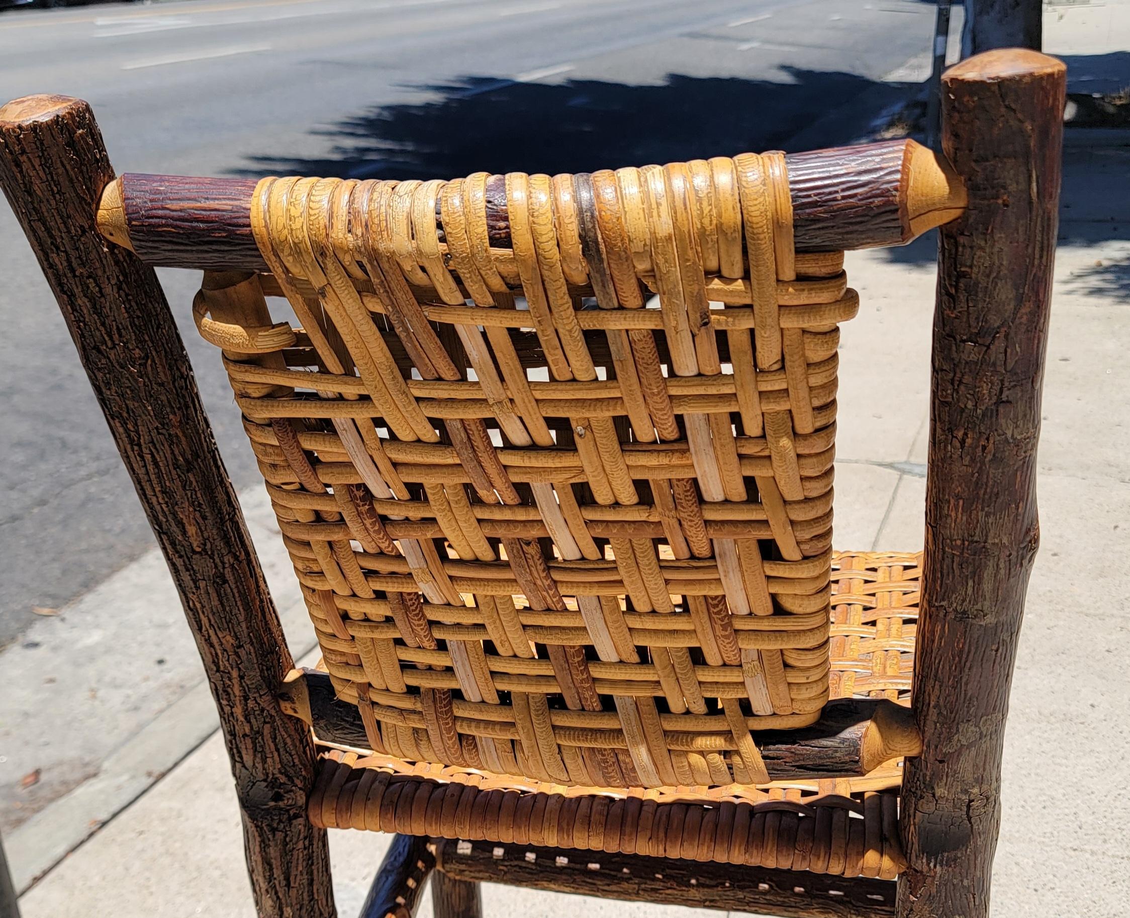 Adirondack Early 20th C Old Hickory Bar Stools, Pair