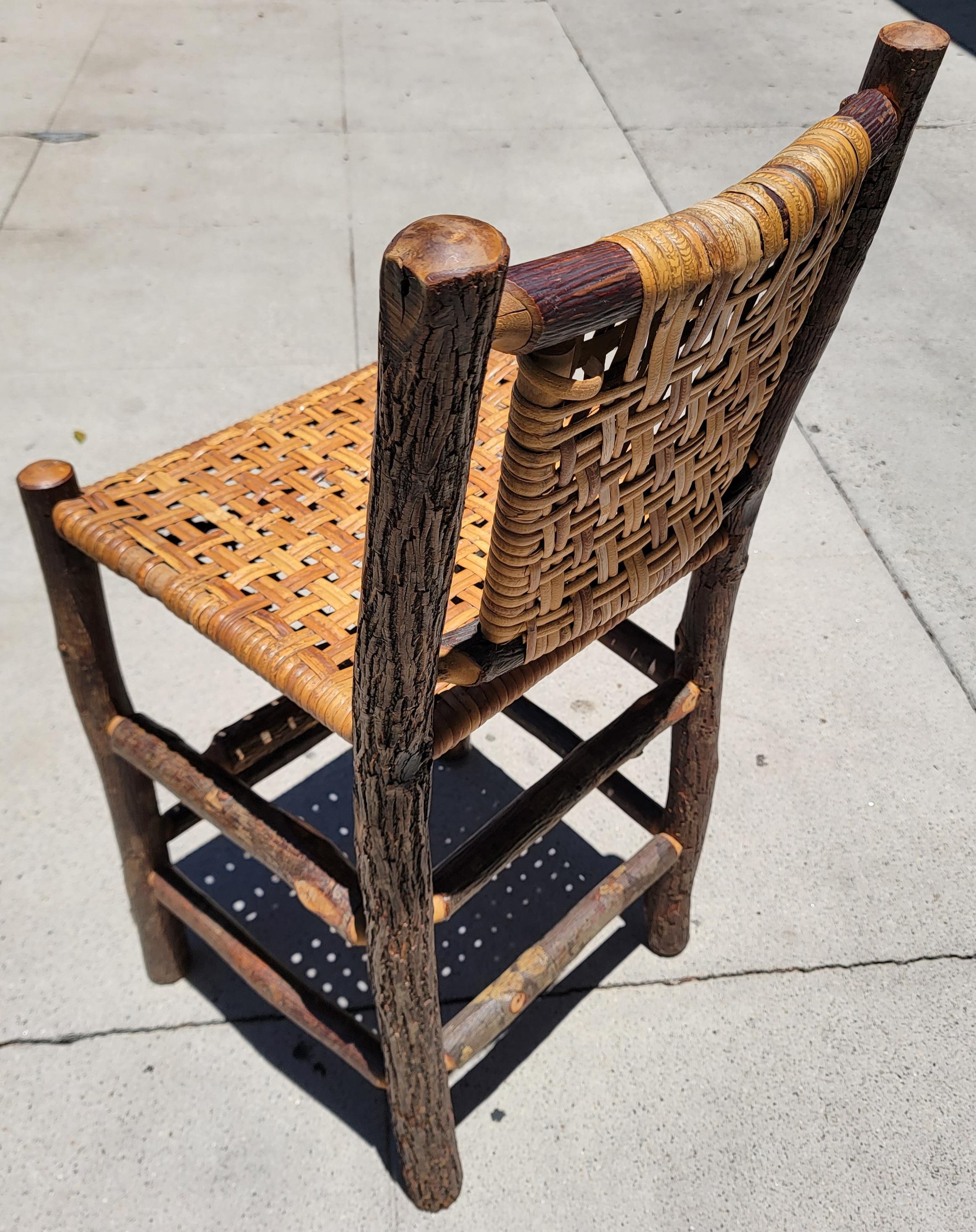 Hand-Crafted Early 20th C Old Hickory Bar Stools, Pair