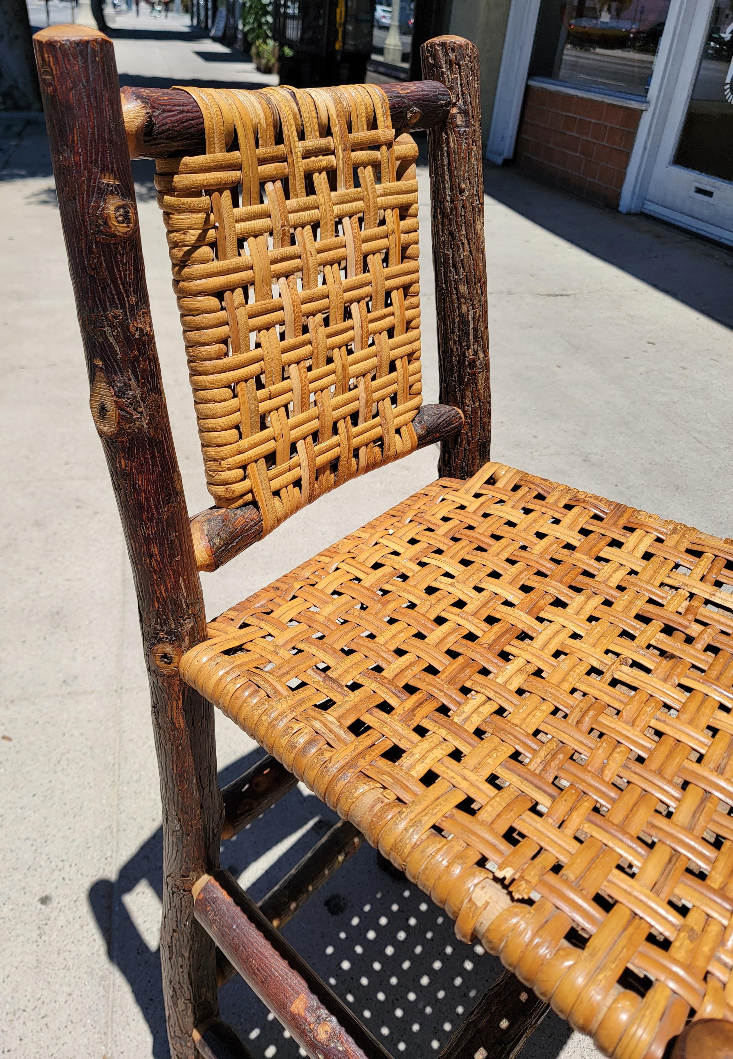 Early 20th C Old Hickory Bar Stools, Pair 1