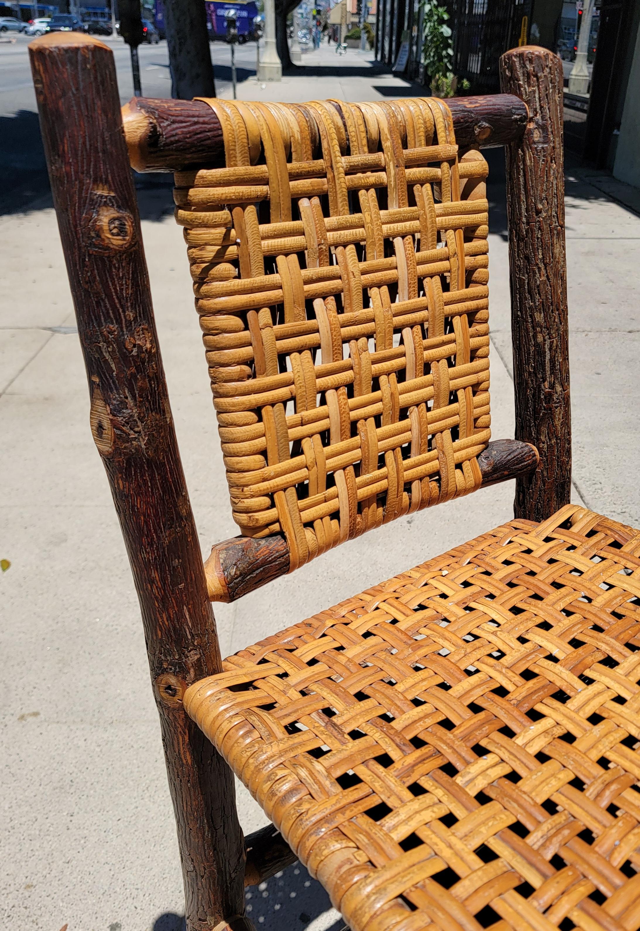 Early 20th C Old Hickory Bar Stools, Pair 2
