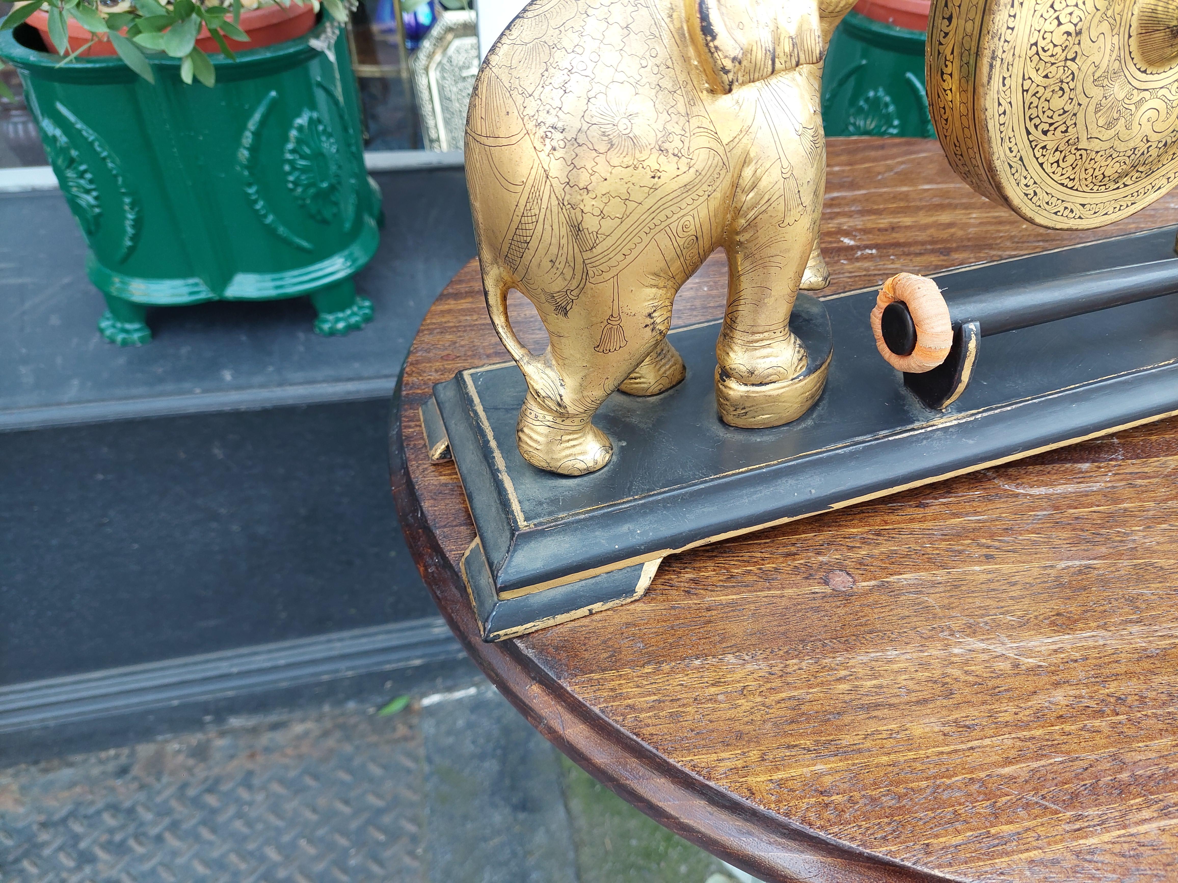 Grand Tour Early 20thC Oriental Brass & Hardwood Gong For Sale