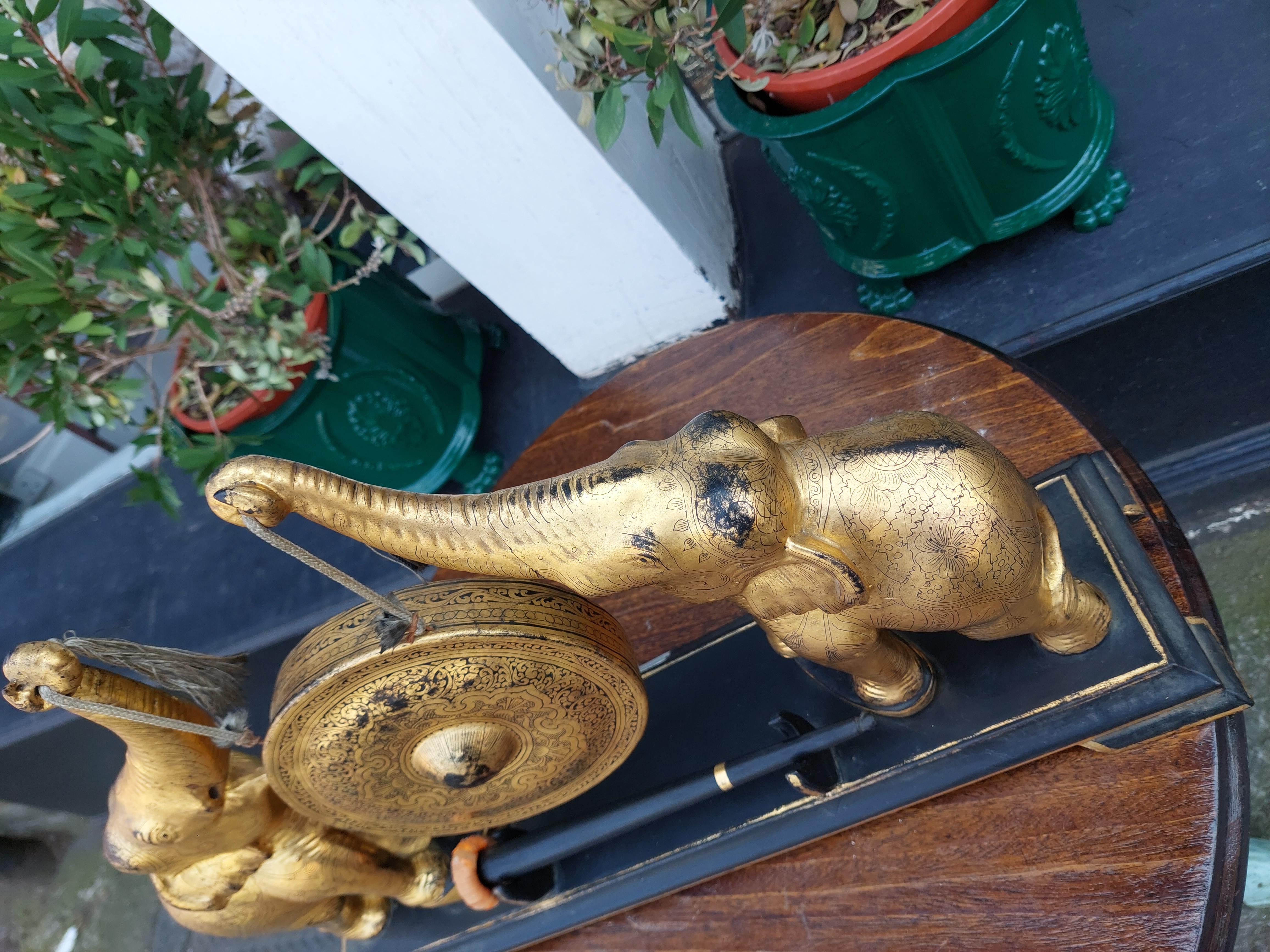 Early 20th Century Early 20thC Oriental Brass & Hardwood Gong For Sale