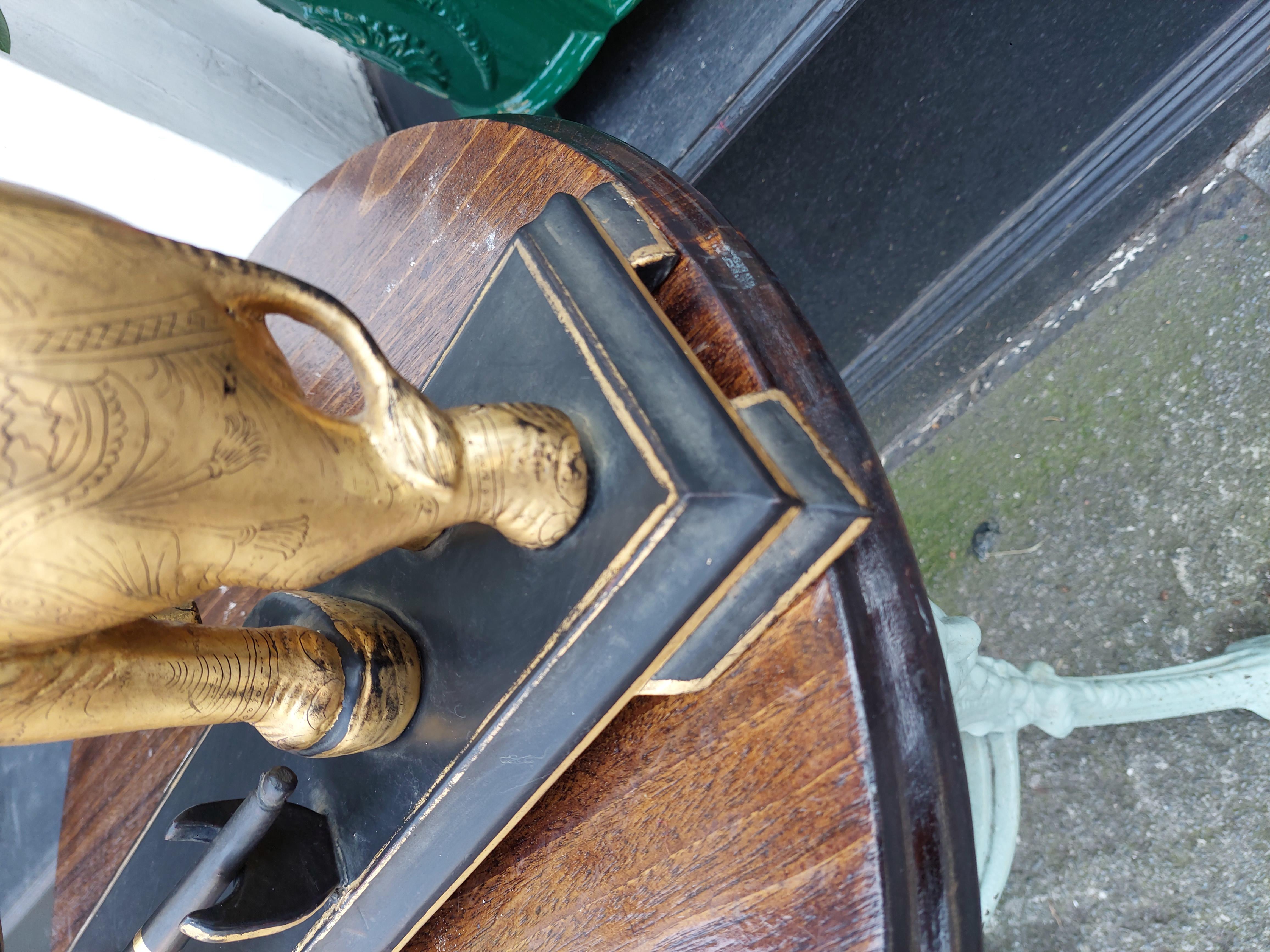 Early 20thC Oriental Brass & Hardwood Gong For Sale 1