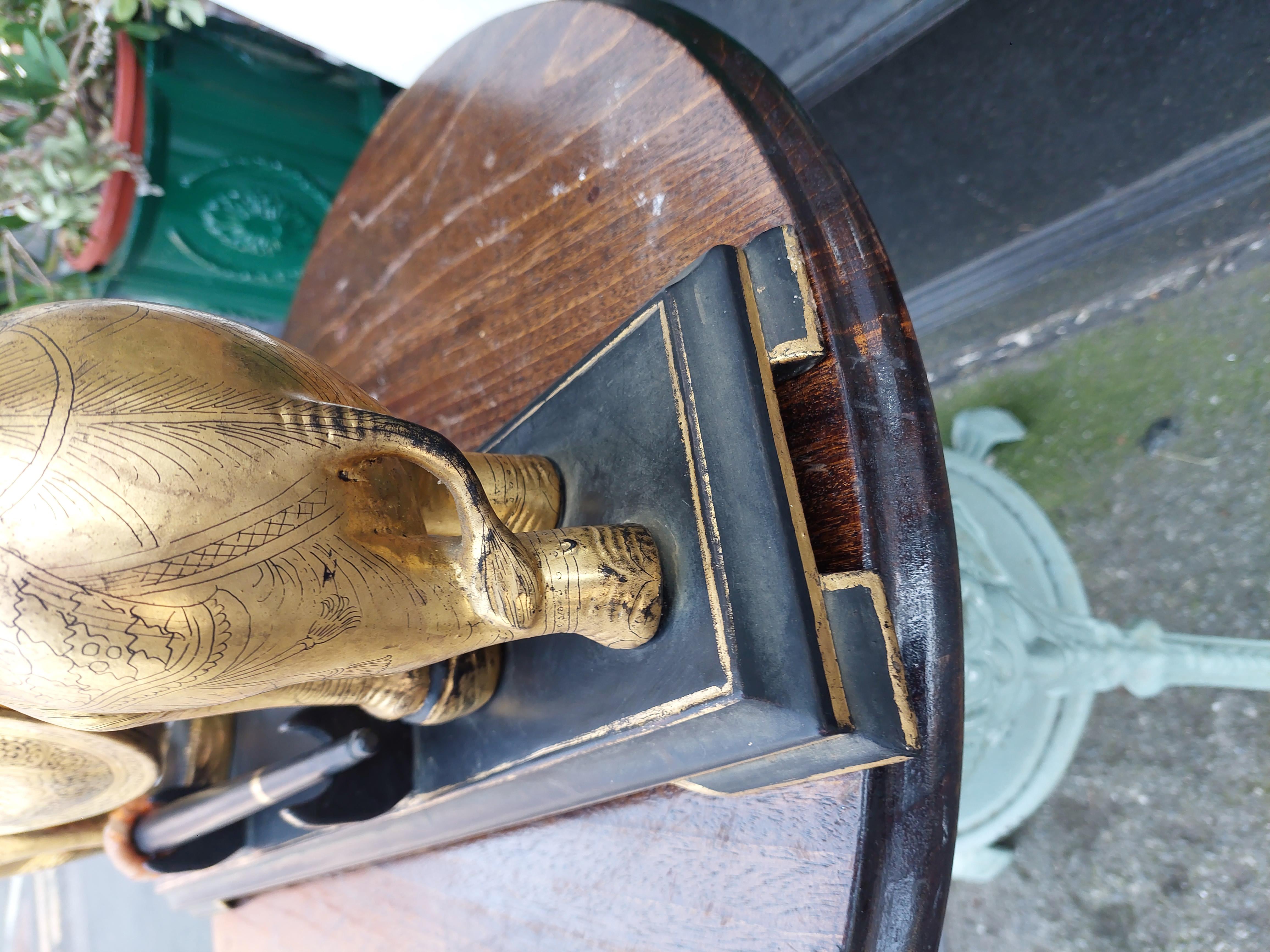 Early 20thC Oriental Brass & Hardwood Gong For Sale 2