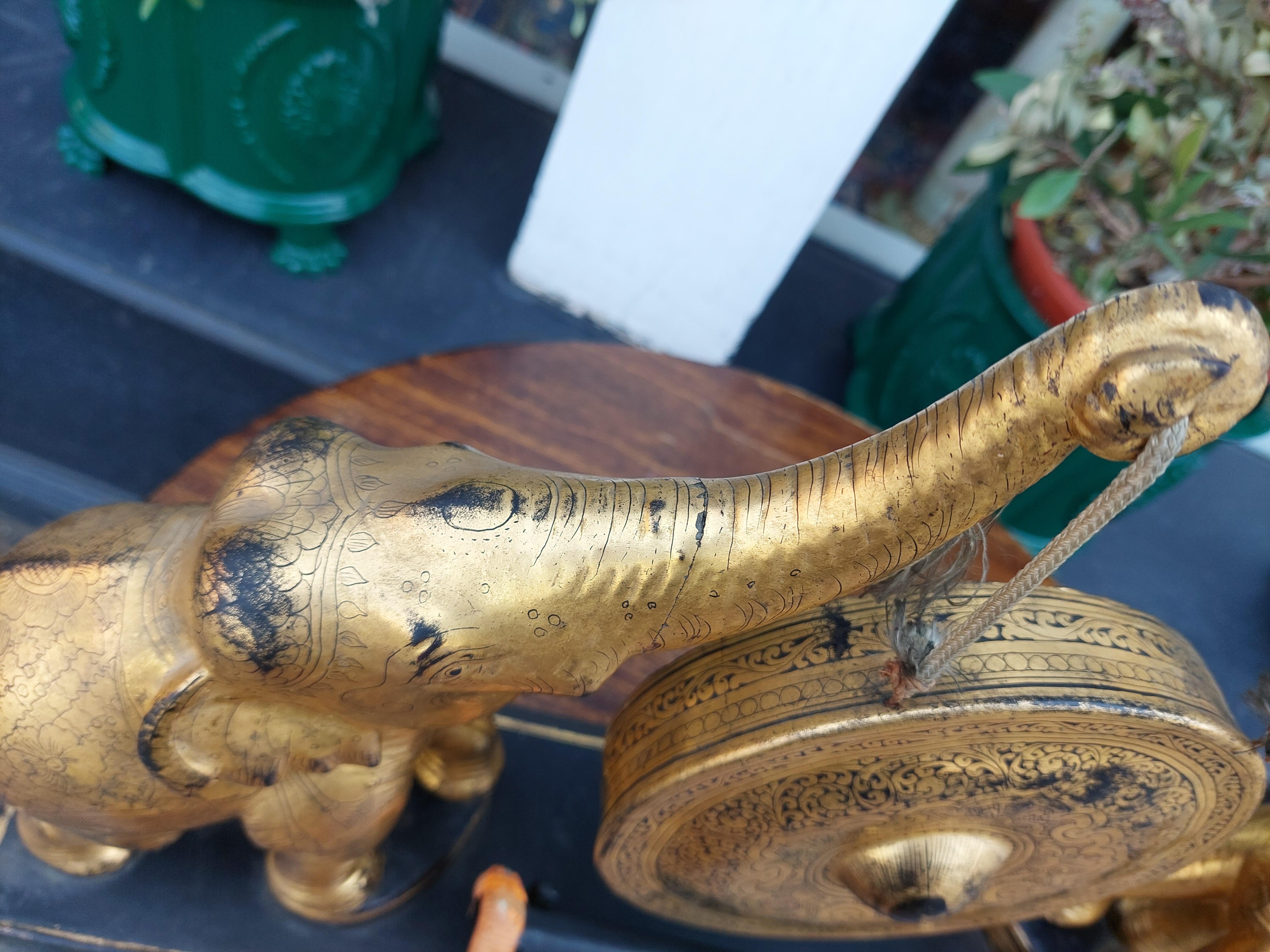 Early 20thC Oriental Brass & Hardwood Gong For Sale 3