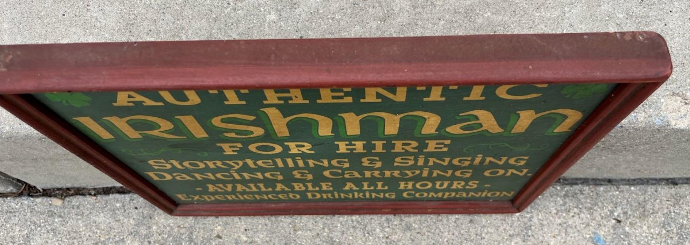 Hand-Crafted Early 20thc Original Painted Irishman Sign