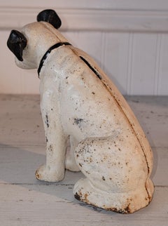 Early 20Thc Original Painted Iron Nipper Dog Bank