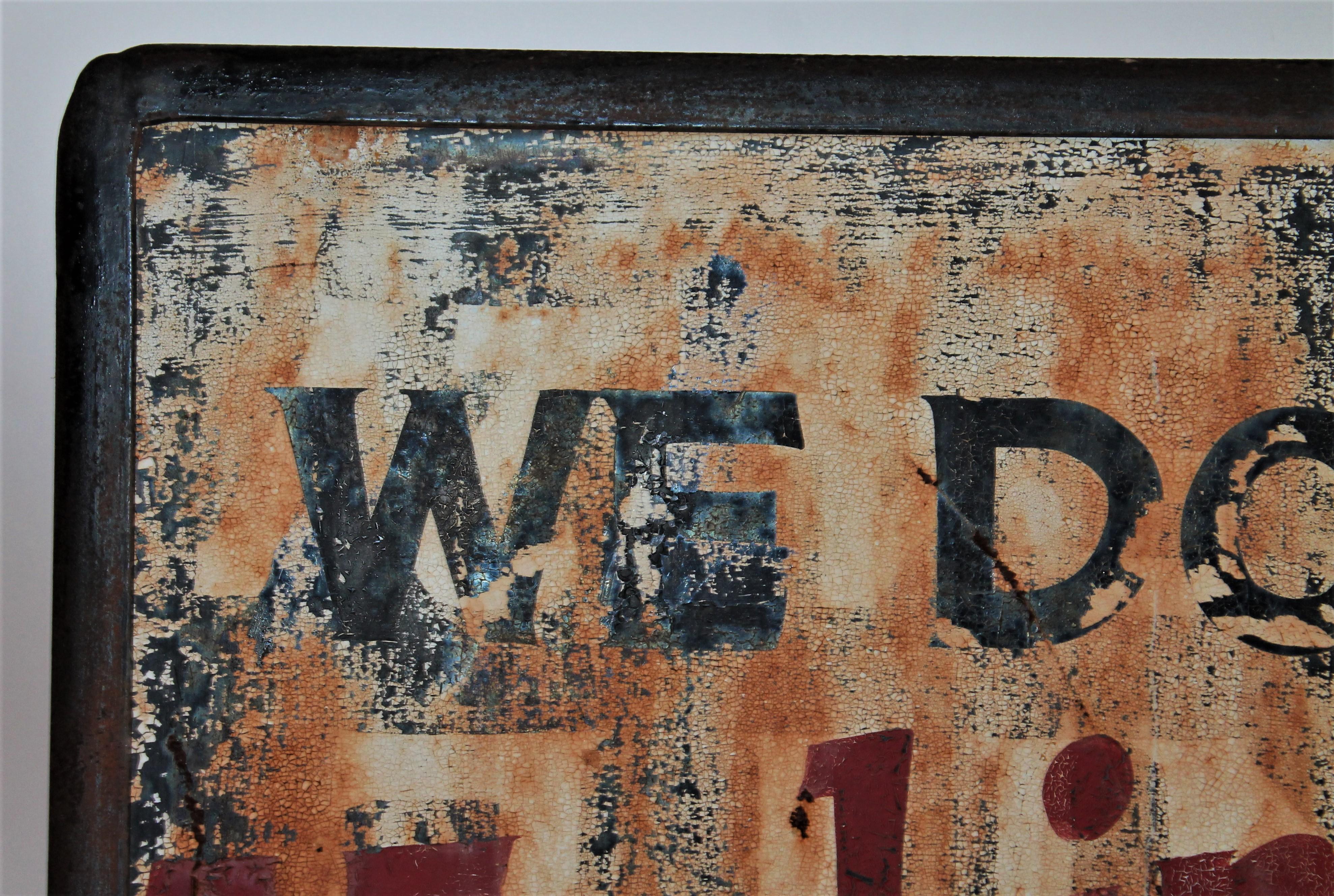 20th Century Original Painted Machine Quilting Street Sign In Distressed Condition For Sale In Los Angeles, CA