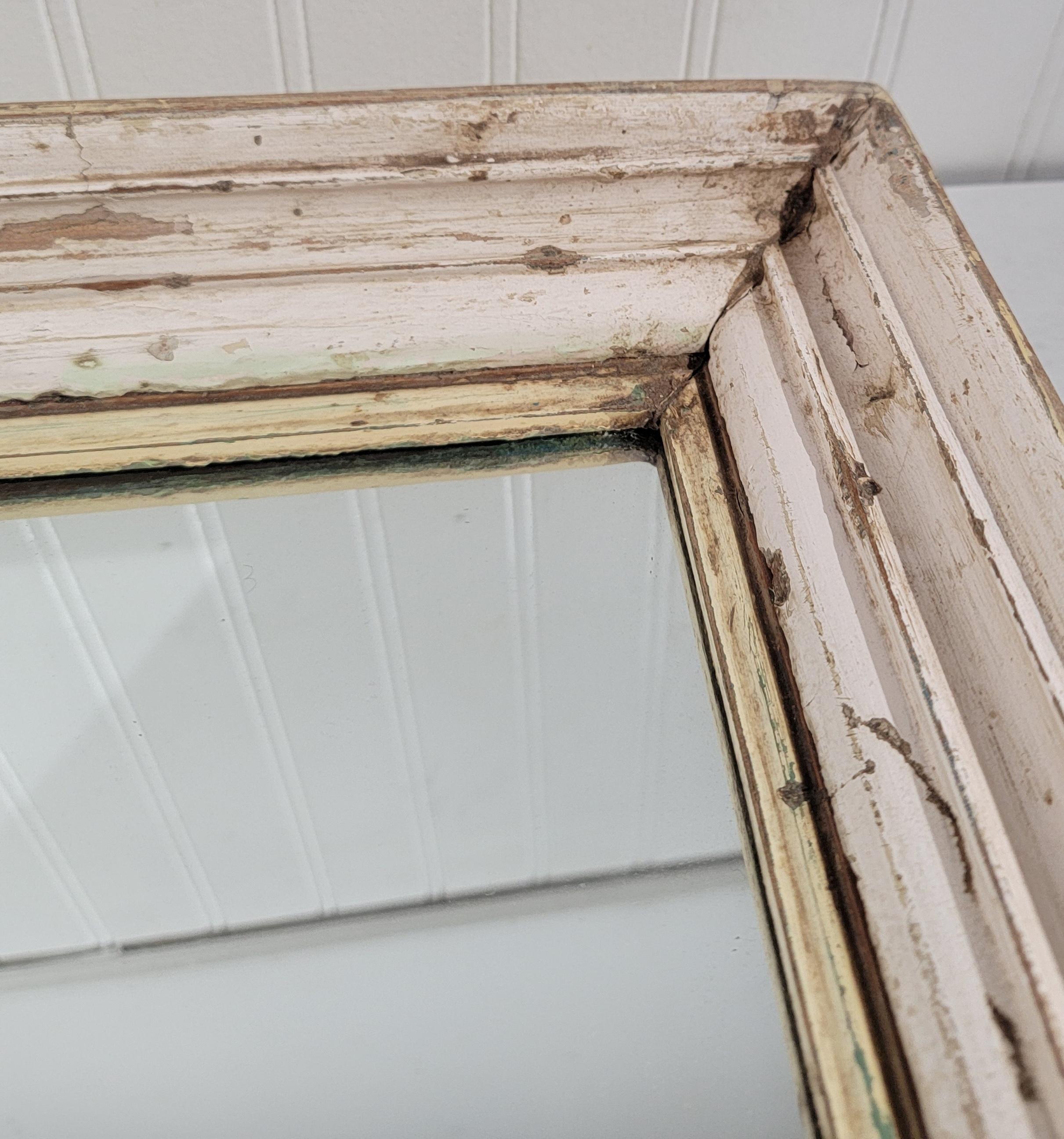 Early 20Thc Original White Painted Frame  Wall Mirror  In Good Condition For Sale In Los Angeles, CA
