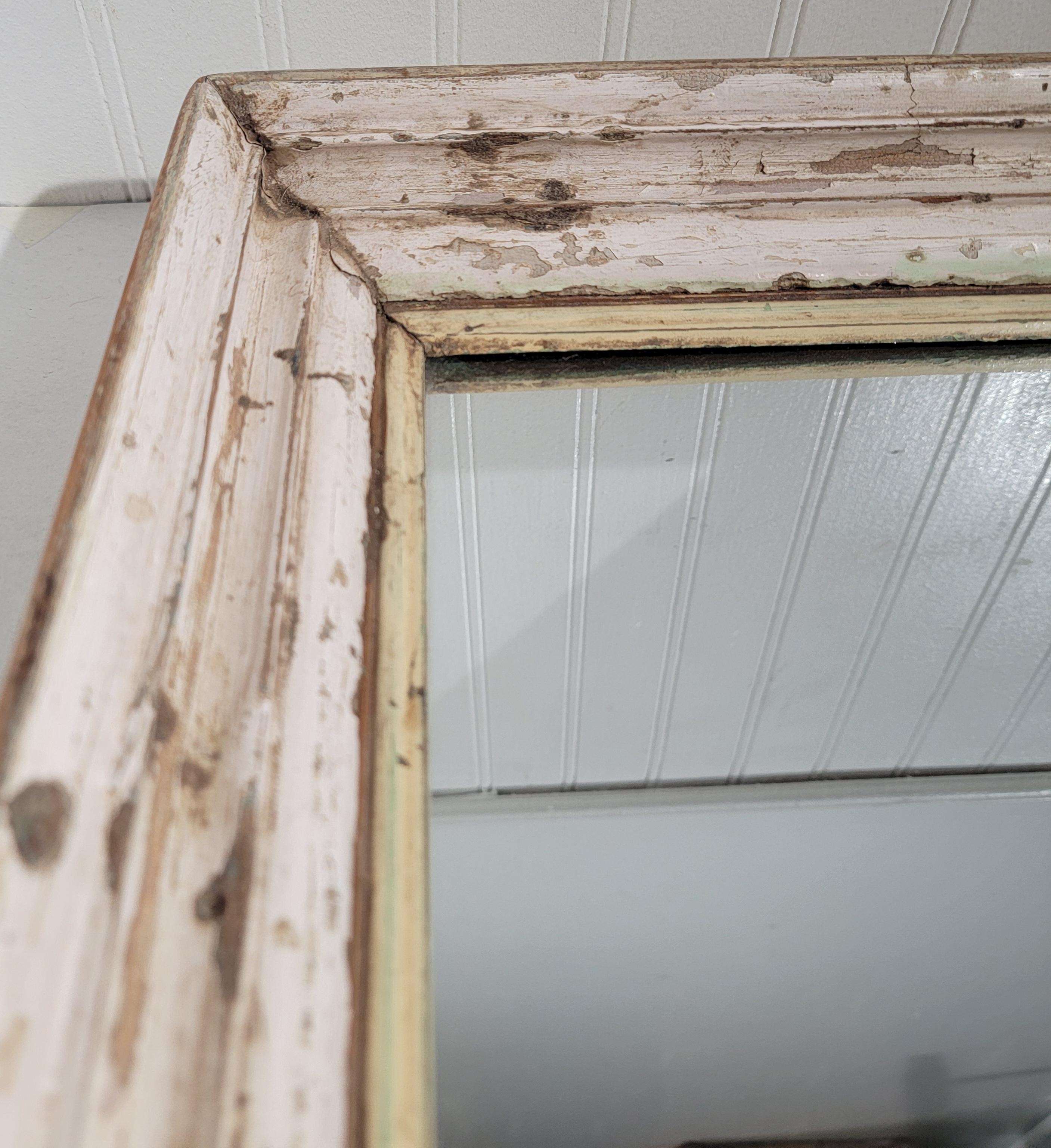 Early 20th Century Early 20Thc Original White Painted Frame  Wall Mirror  For Sale
