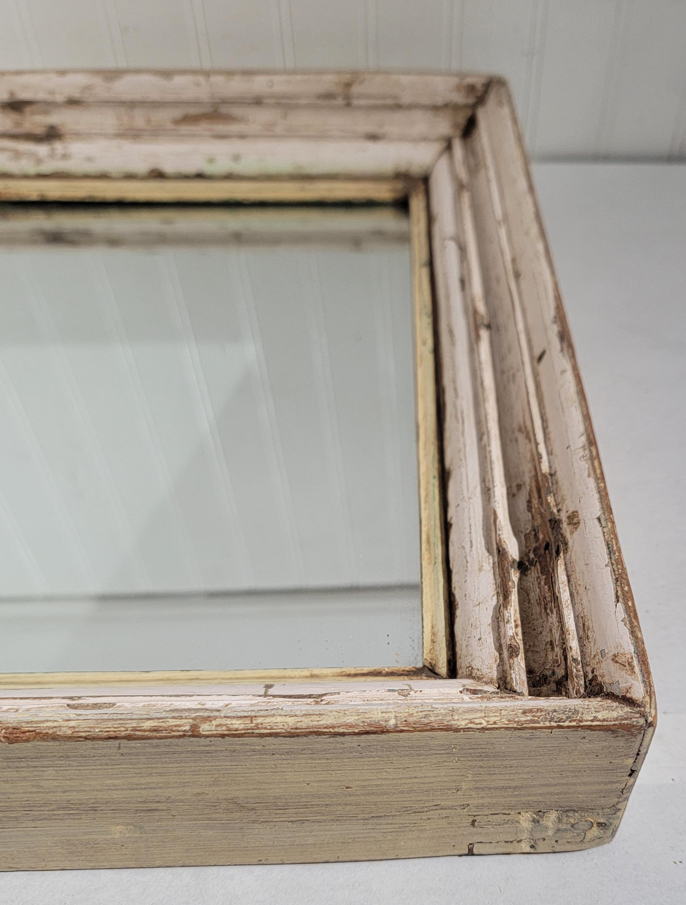 Early 20Thc Original White Painted Frame  Wall Mirror  For Sale 1