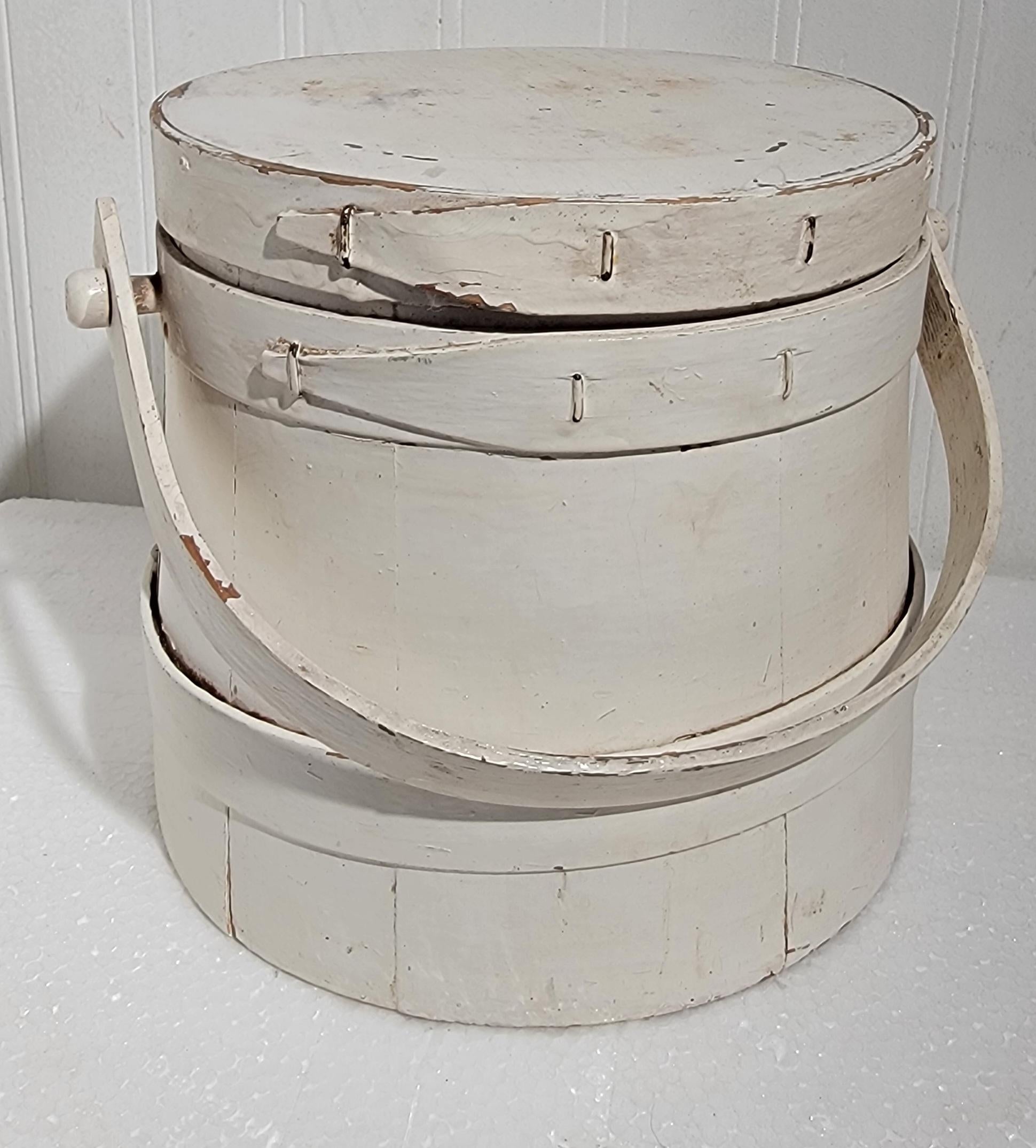 American Early 20thc Original White Painted Furkins