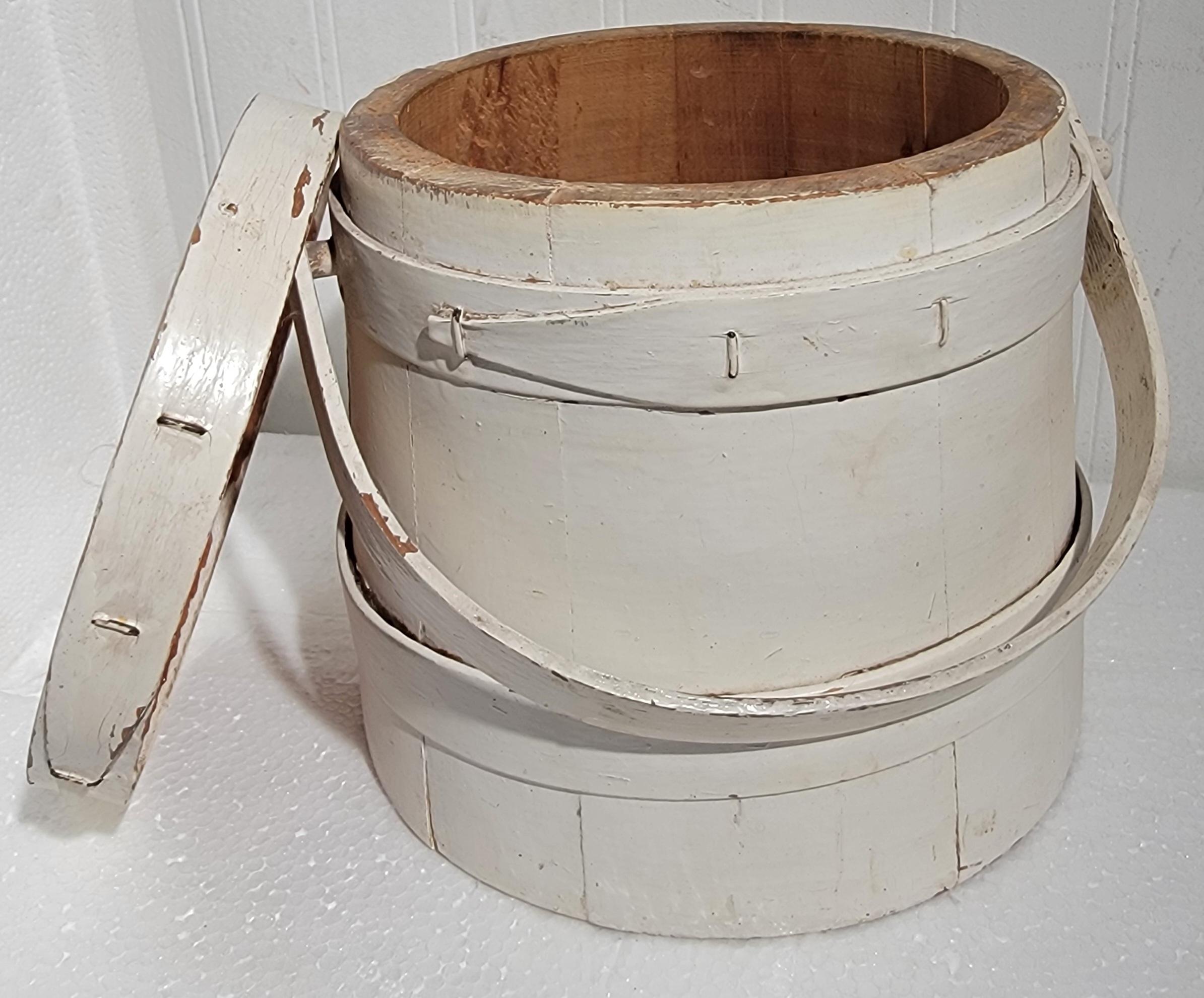 Hand-Crafted Early 20thc Original White Painted Furkins