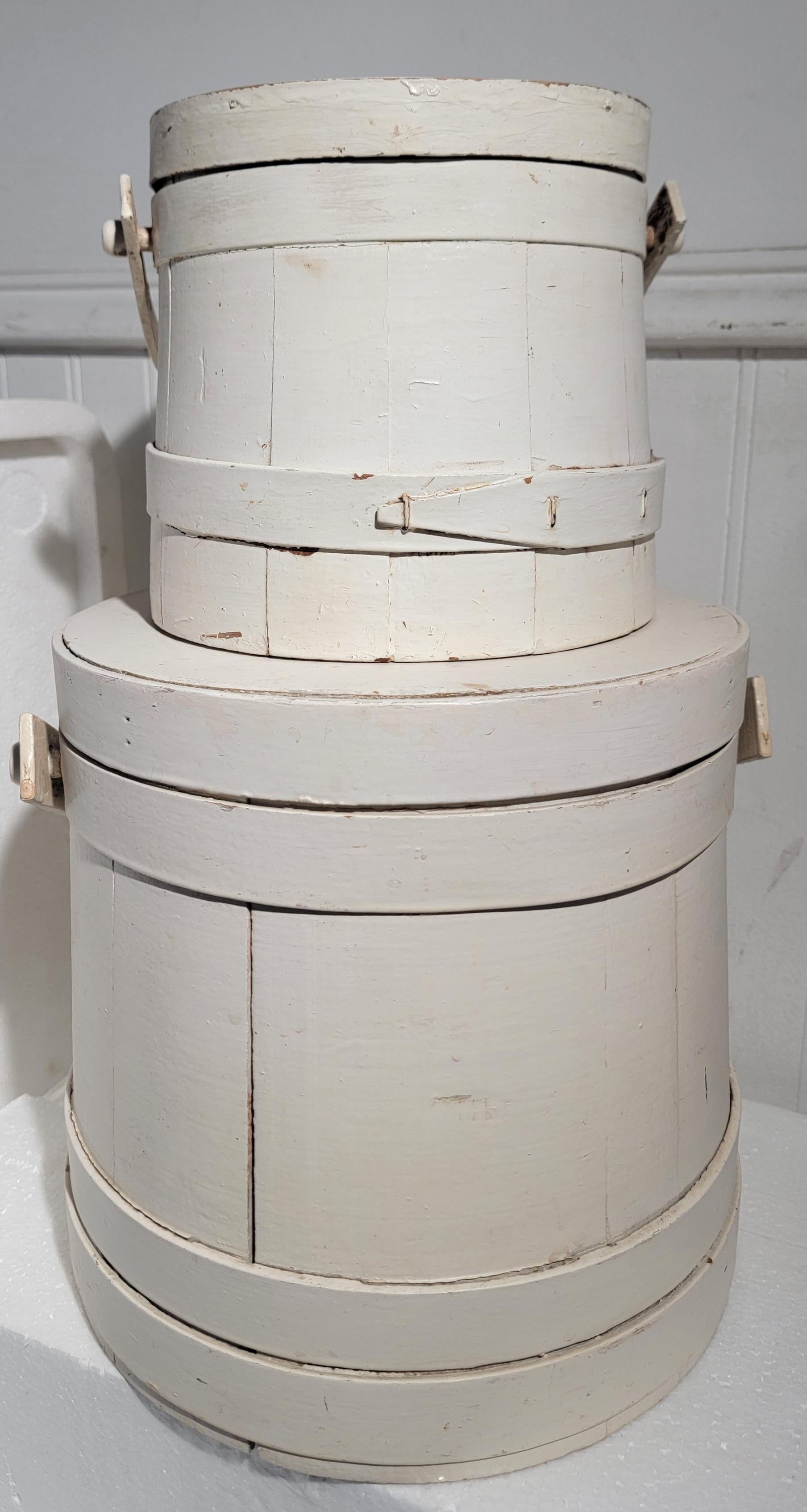 Wood Early 20thc Original White Painted Furkins