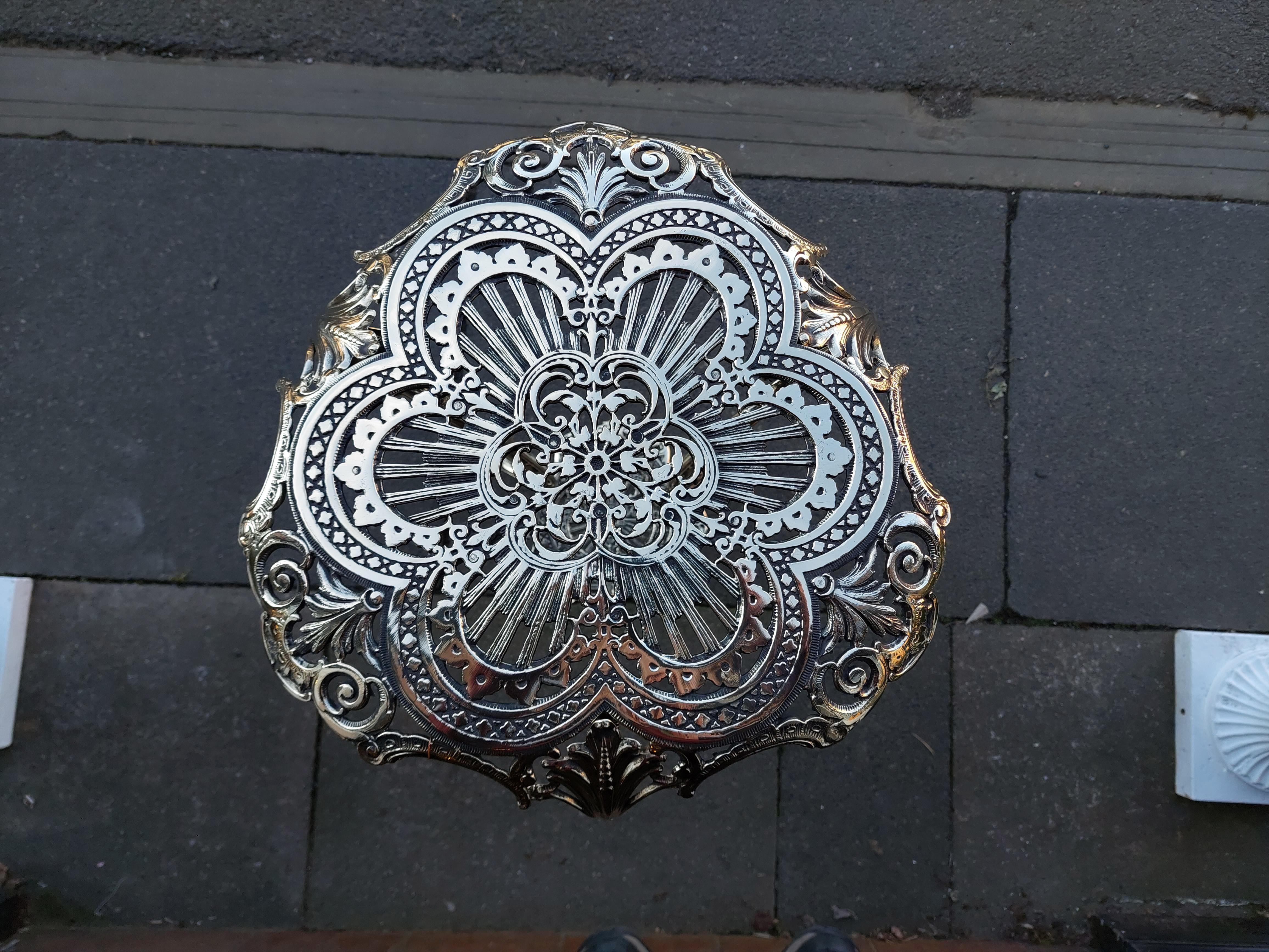 English Early 20thC Ornate Cast Brass Plant Stand