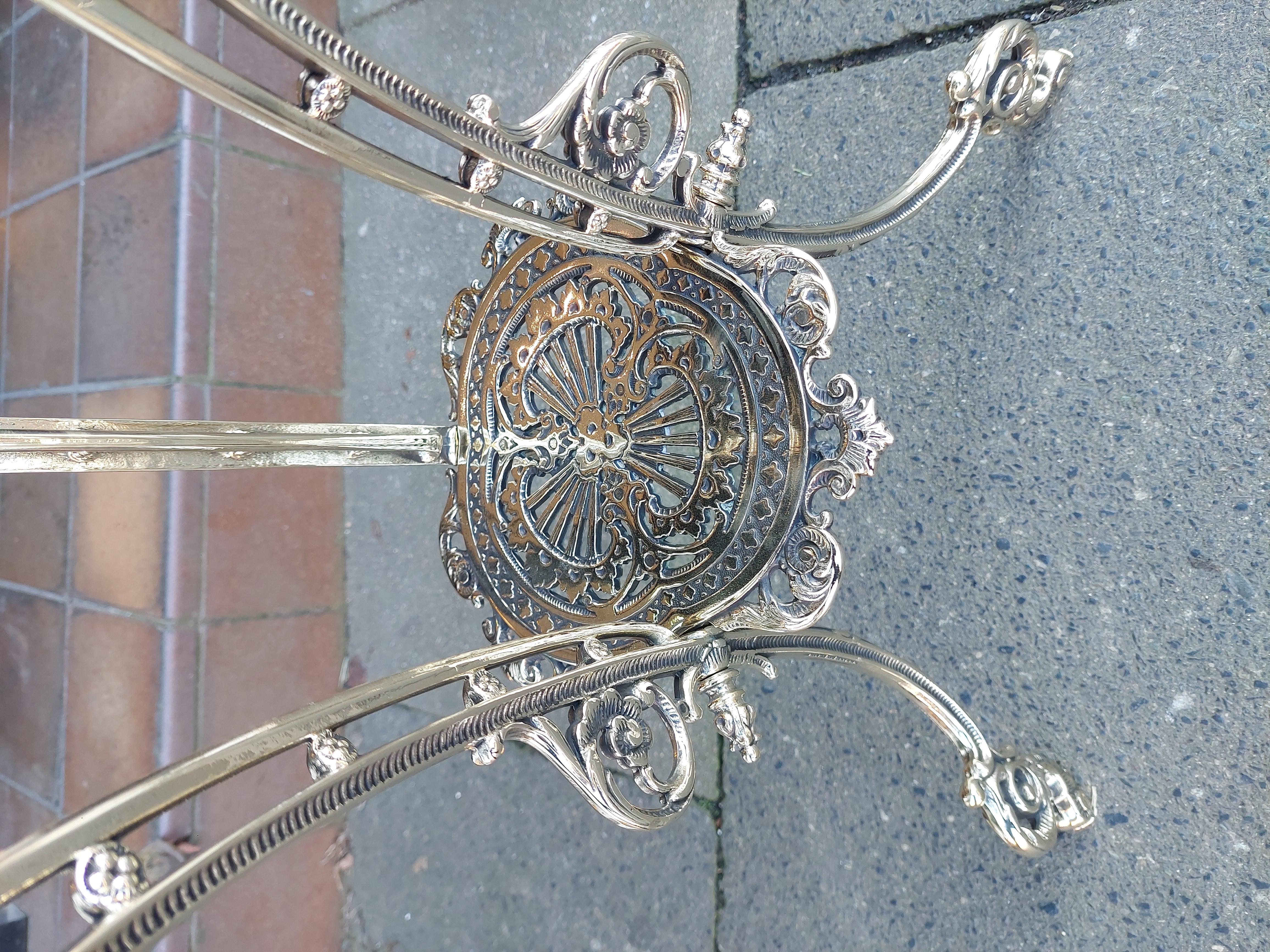 Early 20thC Ornate Cast Brass Plant Stand 1