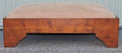 Early 20th Century Ottoman with New Leather Upholstered Top