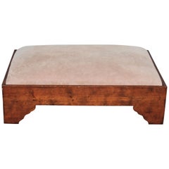 Early 20th Century Ottoman with New Leather Upholstered Top