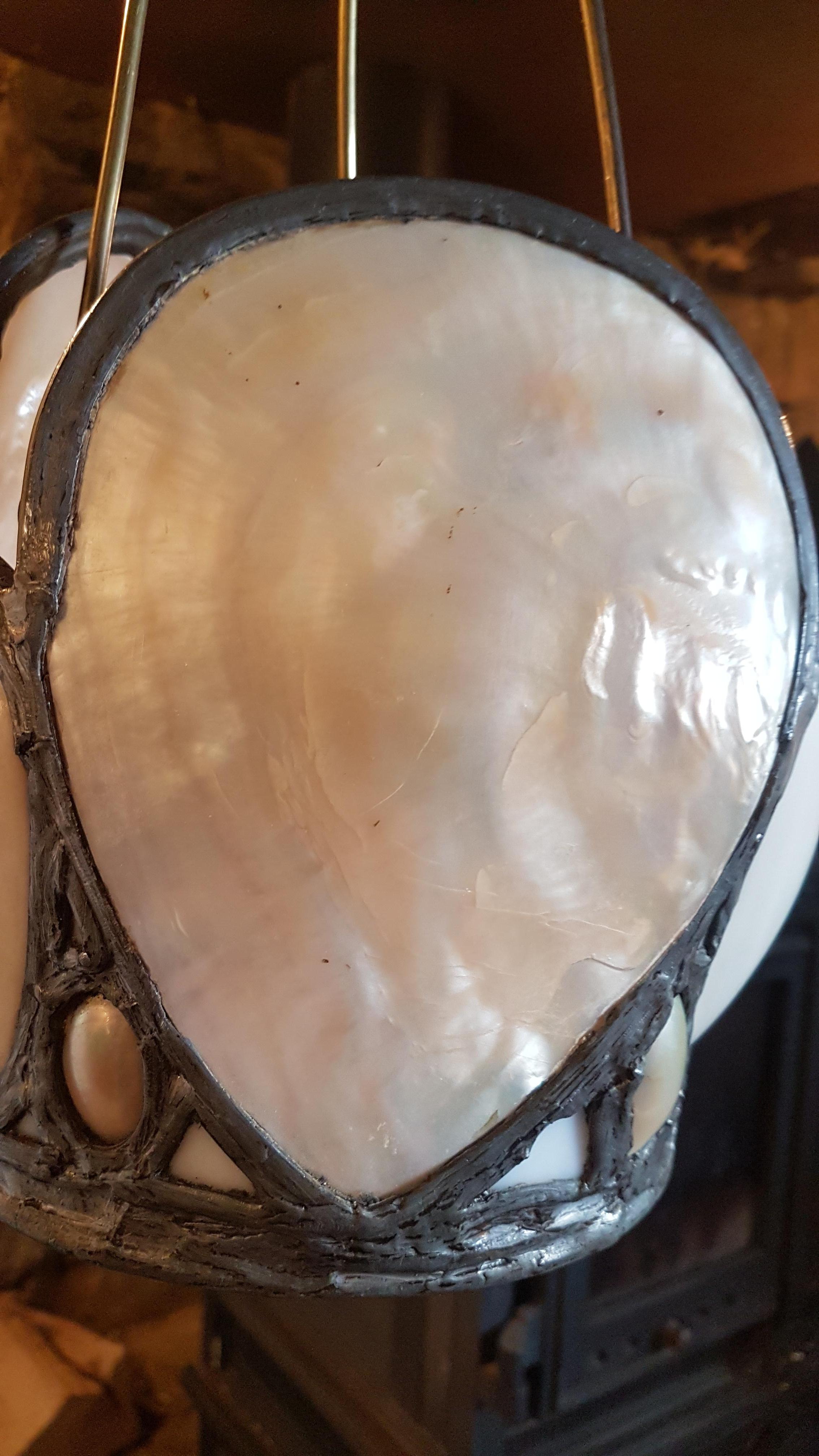 Early 20th Century Oyster Shell Hanging Lantern from Upton House Estate For Sale 3