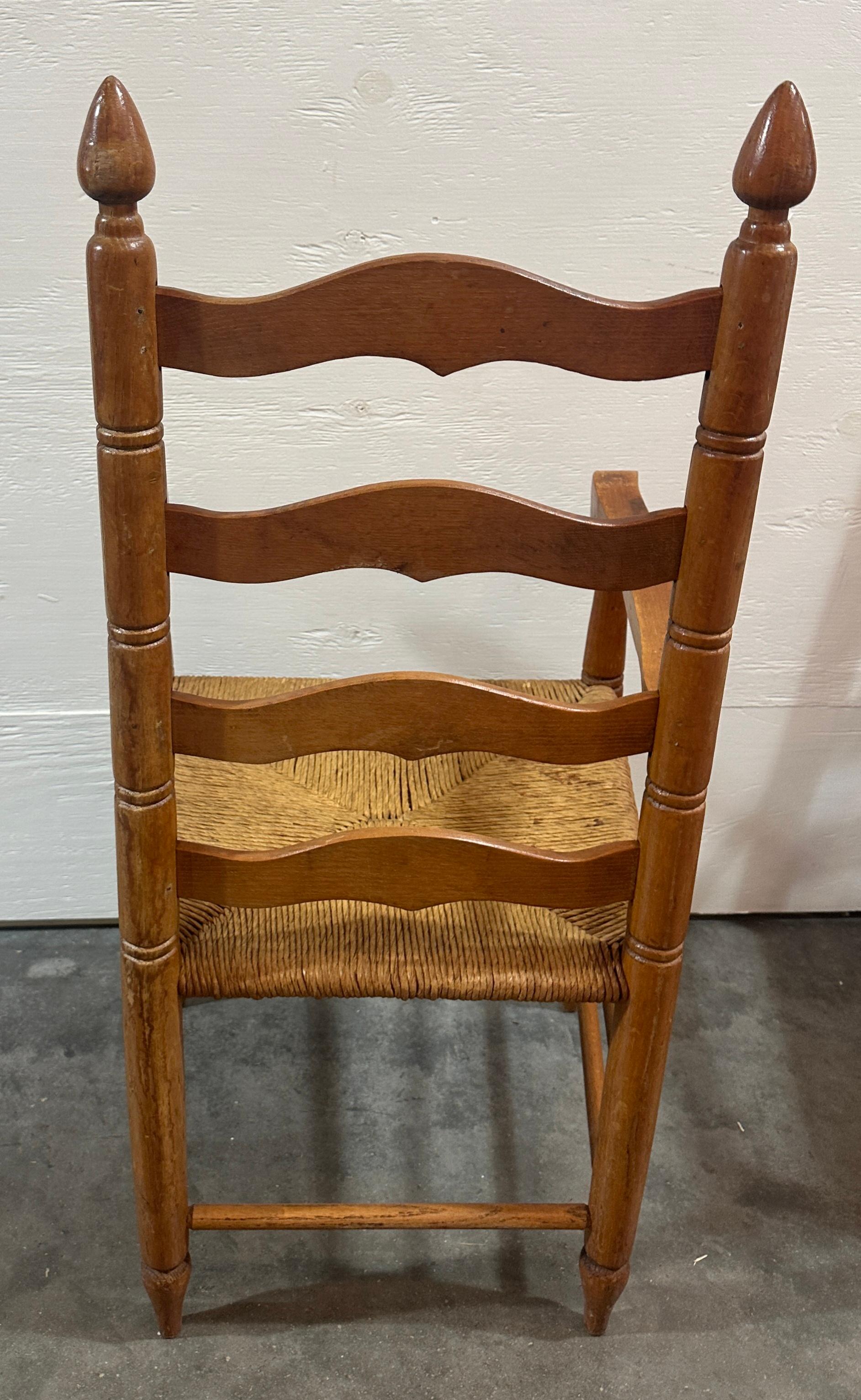 Early 20thc Pair of Ladder Back Charis with Rattan Seats In Good Condition For Sale In Los Angeles, CA