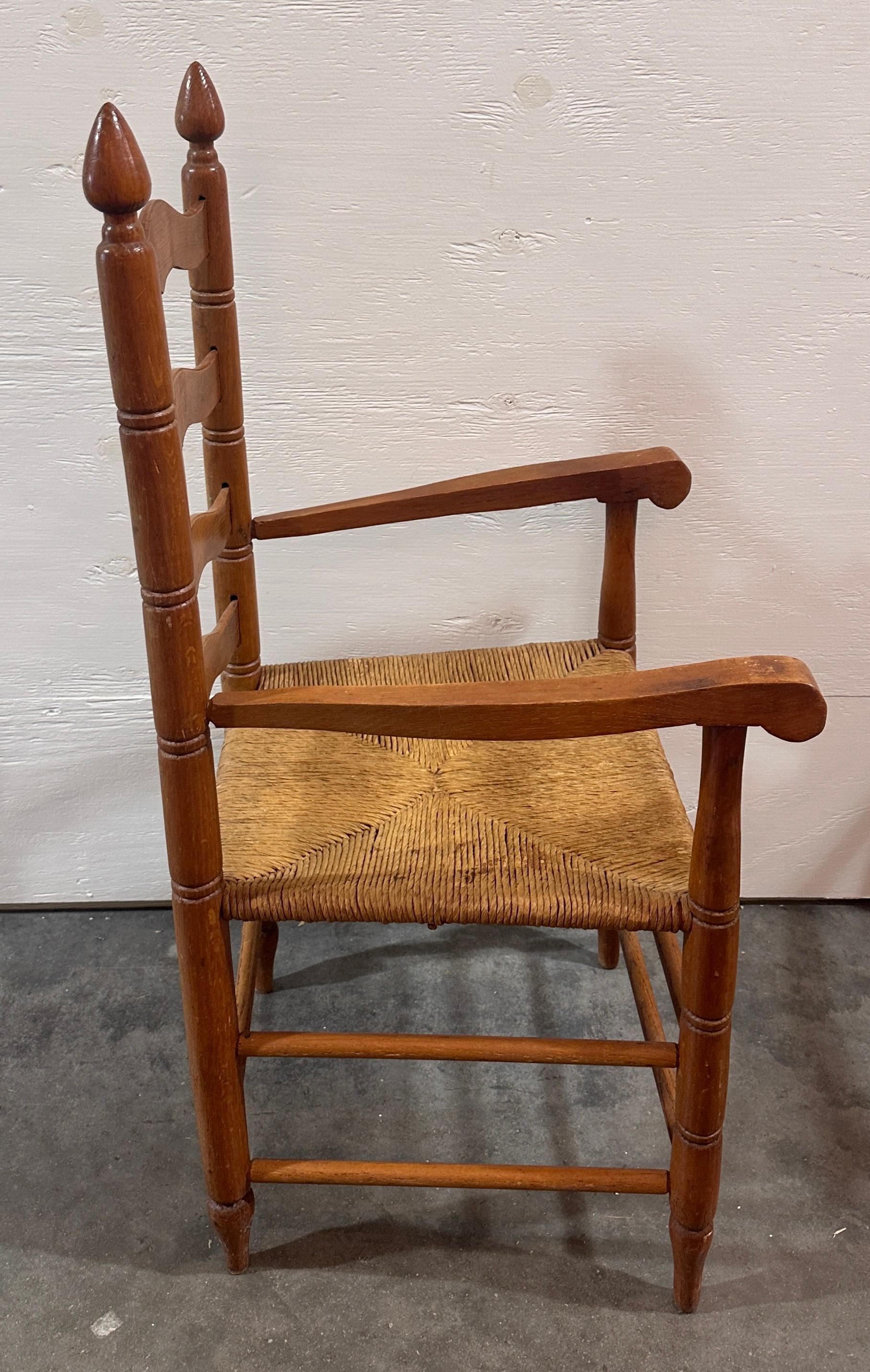 Early 20th Century Early 20thc Pair of Ladder Back Charis with Rattan Seats For Sale