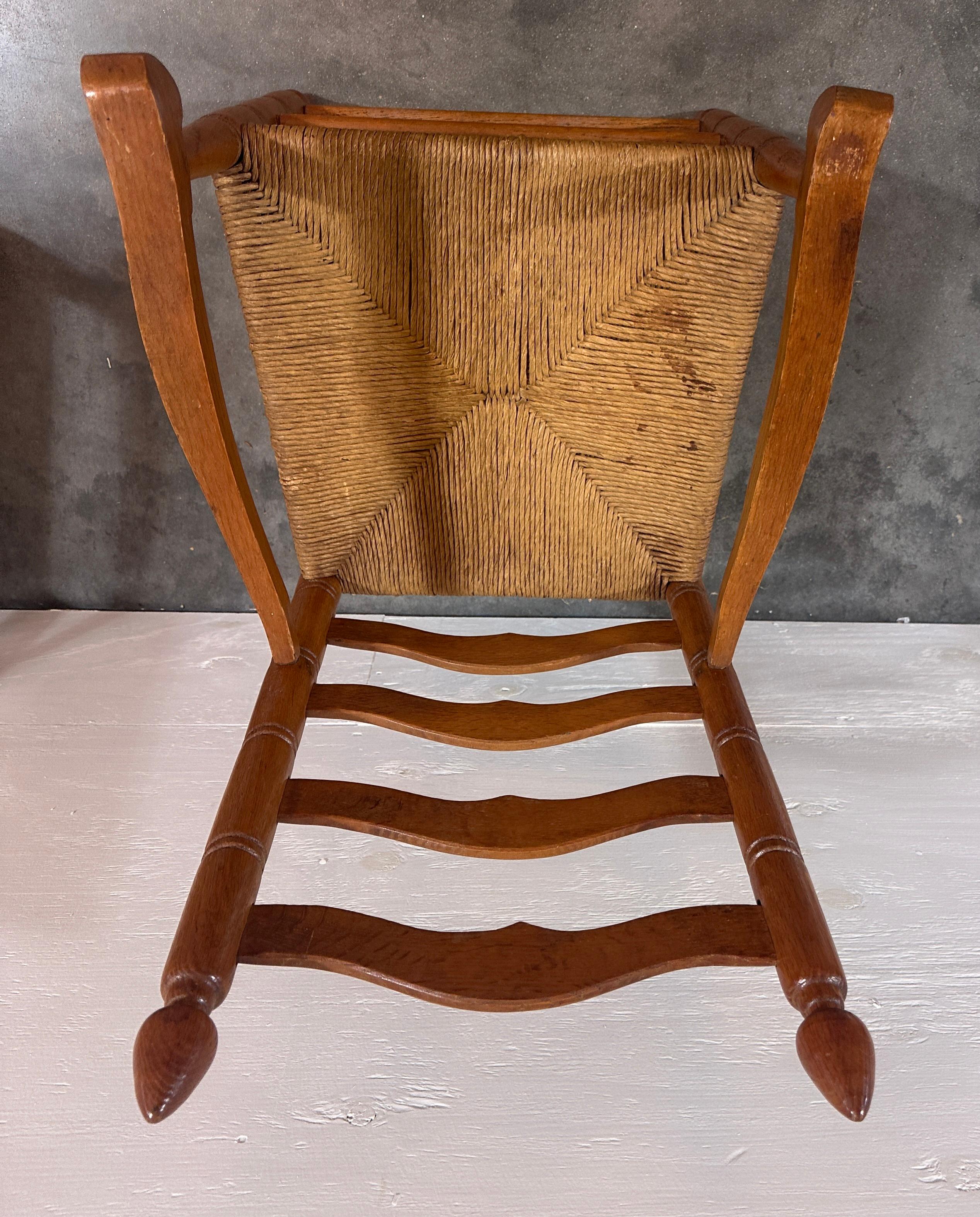 Wood Early 20thc Pair of Ladder Back Charis with Rattan Seats For Sale