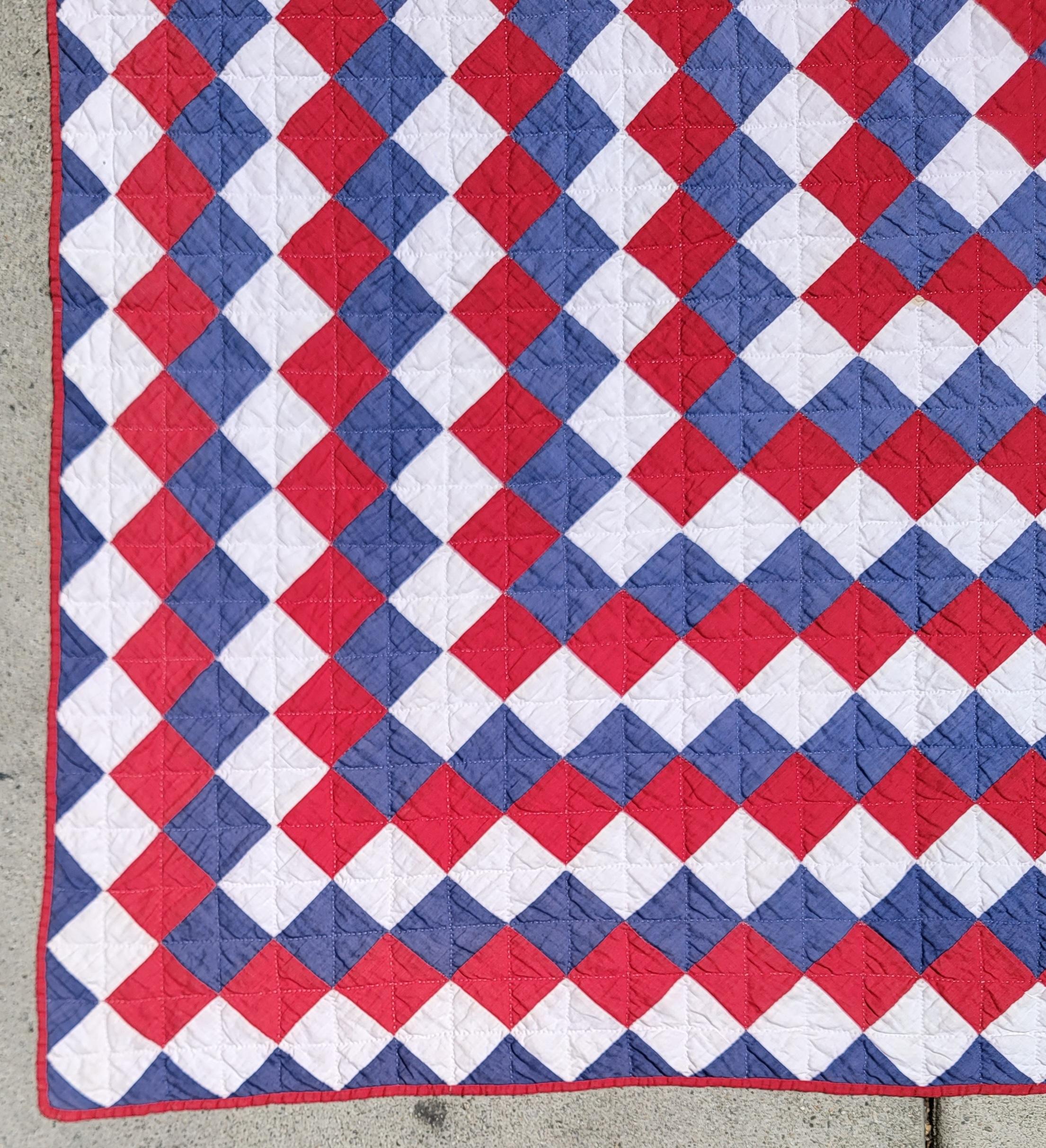 American Early 20th C Patriot Trip Around the World Quilt