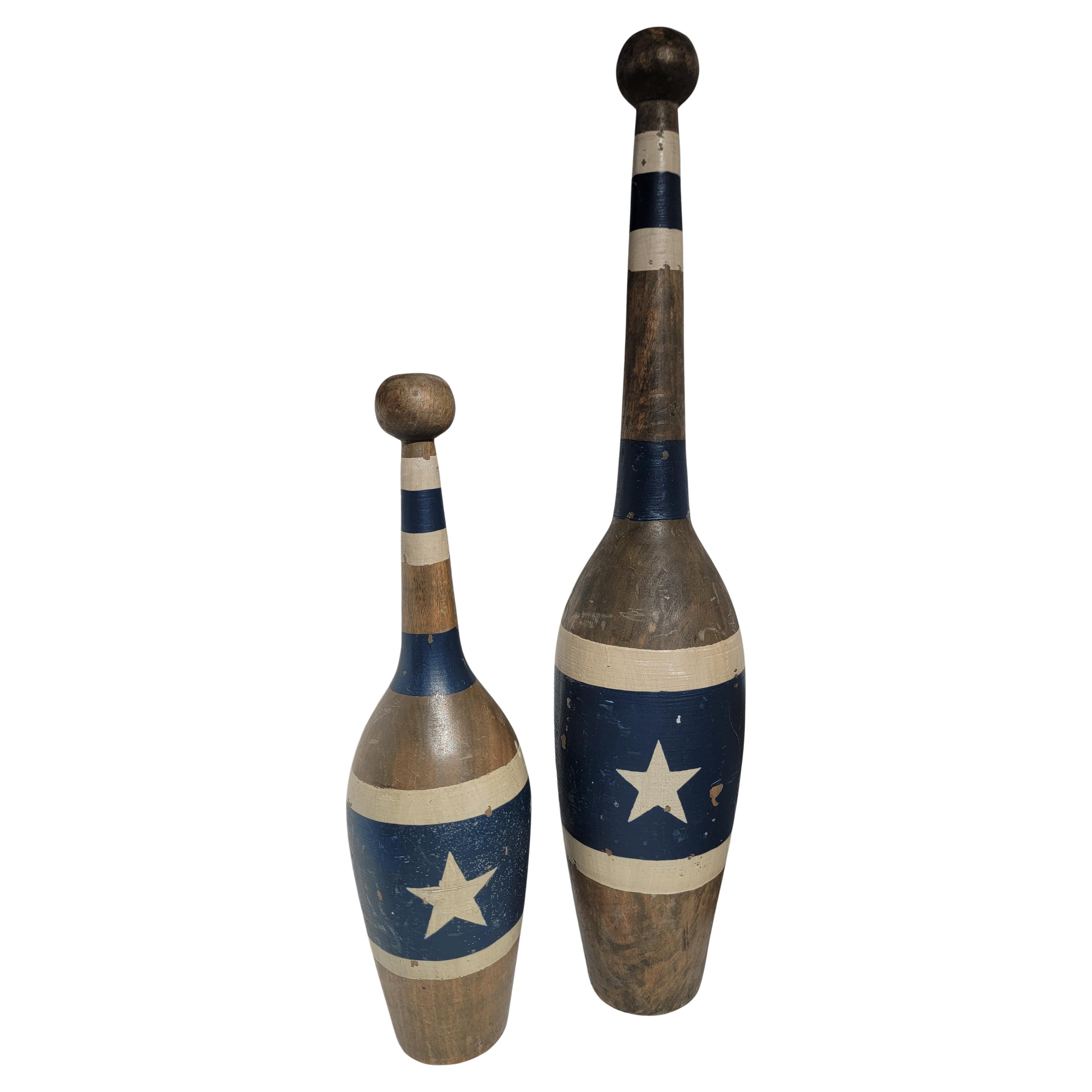 Early 20Thc Patriotic Blue Juggling Pins For Sale
