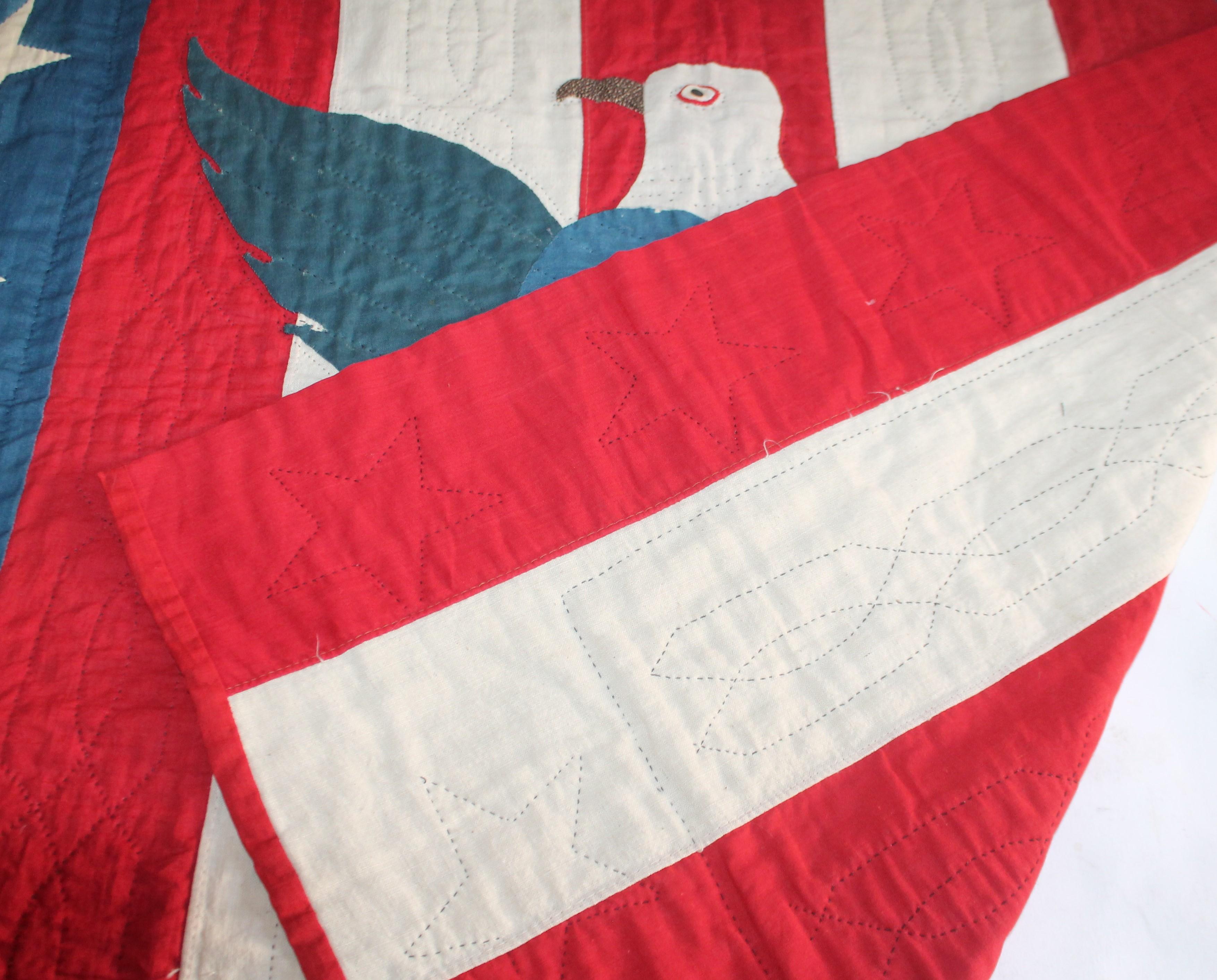 Early 20th Century Patriotic Eagle Crib Quilt 5
