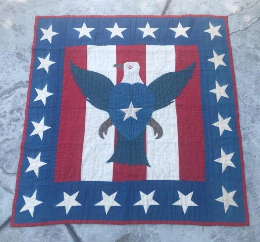 Country Early 20th Century Patriotic Eagle Crib Quilt