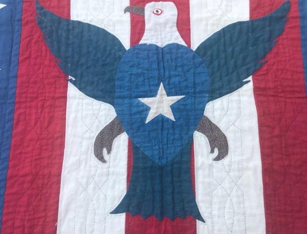 American Early 20th Century Patriotic Eagle Crib Quilt